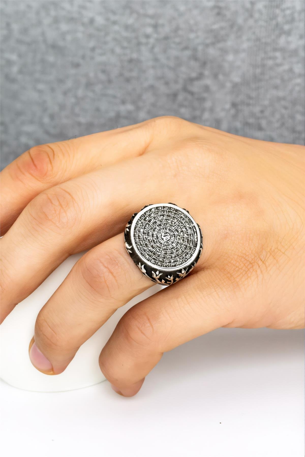 925 Ayar Gümüş Esmaül Hüsna Erkek Yüzük