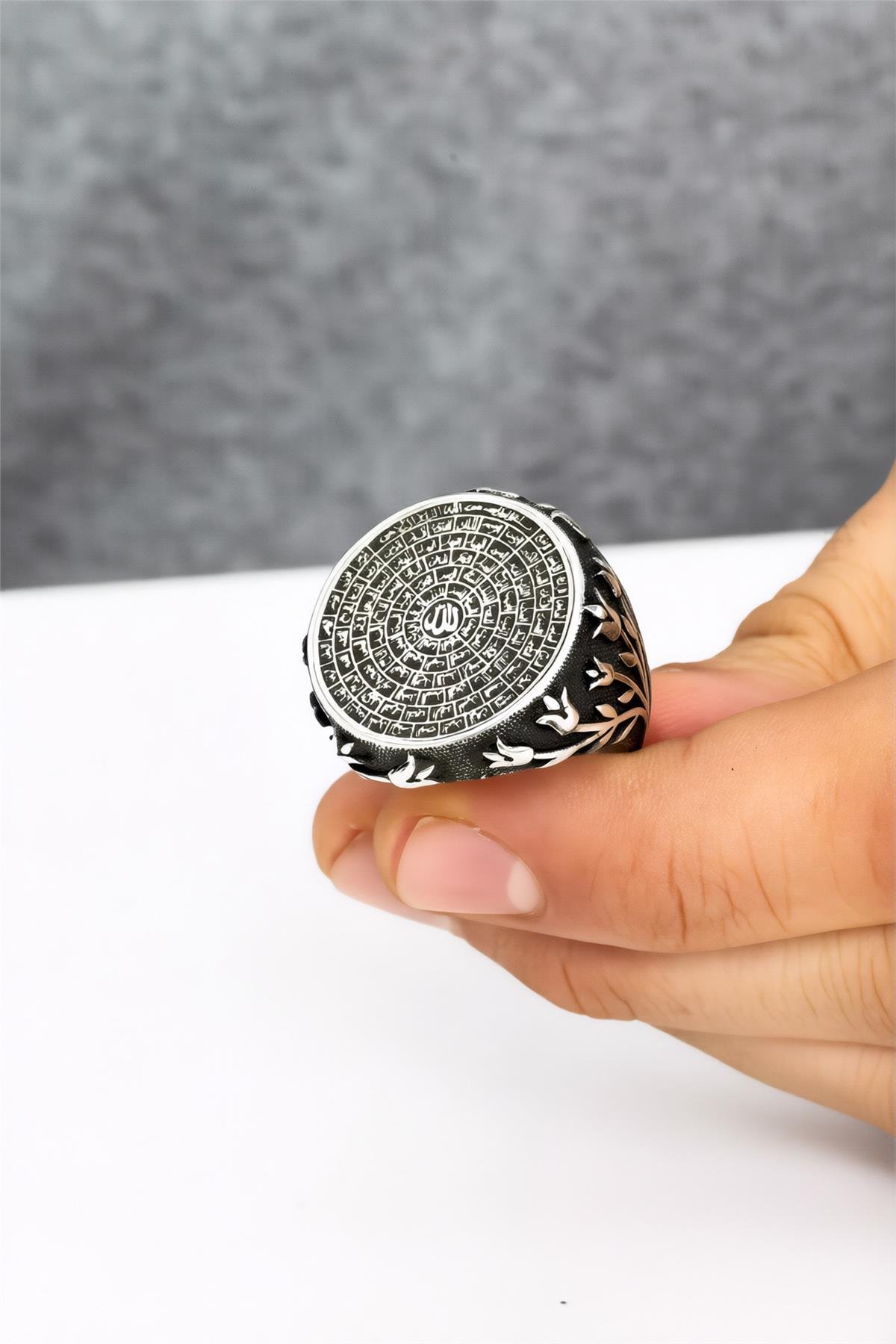 925 Ayar Gümüş Esmaül Hüsna Erkek Yüzük