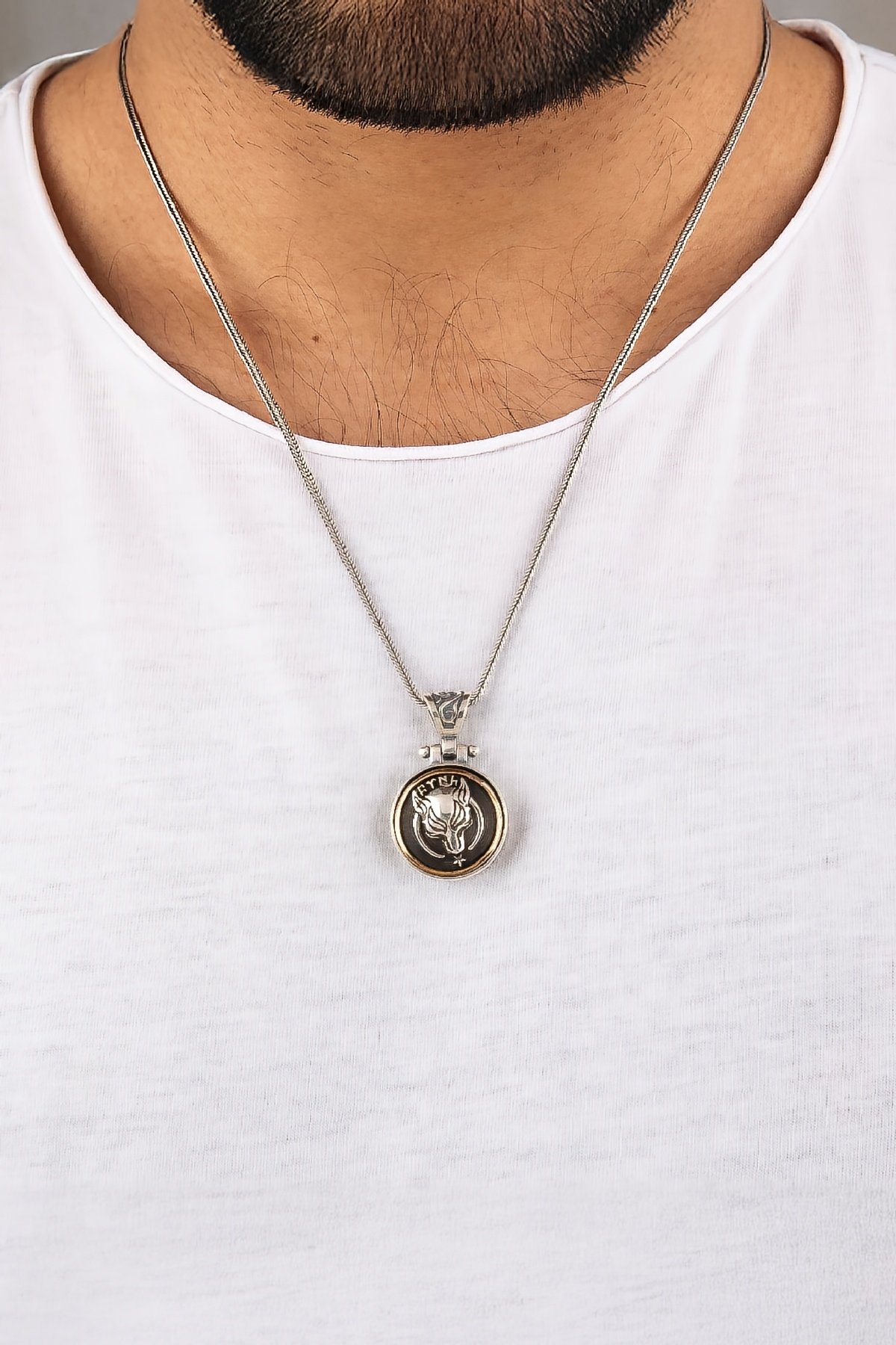 925 Ayar Gümüş Göktürkçe Türk Yazılı Bozkurt Erkek Kolye