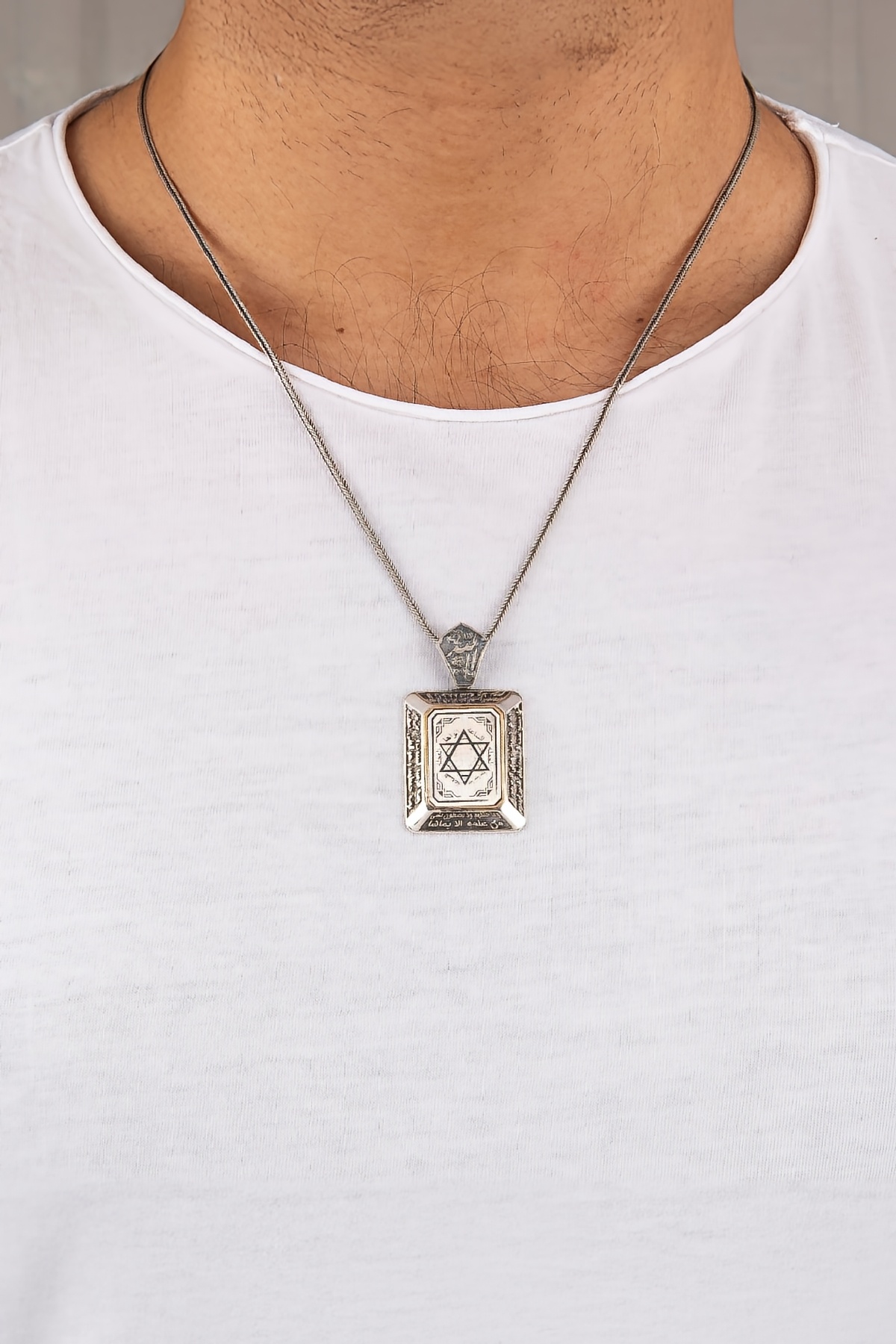 925 Ayar Gümüş Hz. Süleyman Mührü Erkek Cevşen Kolye