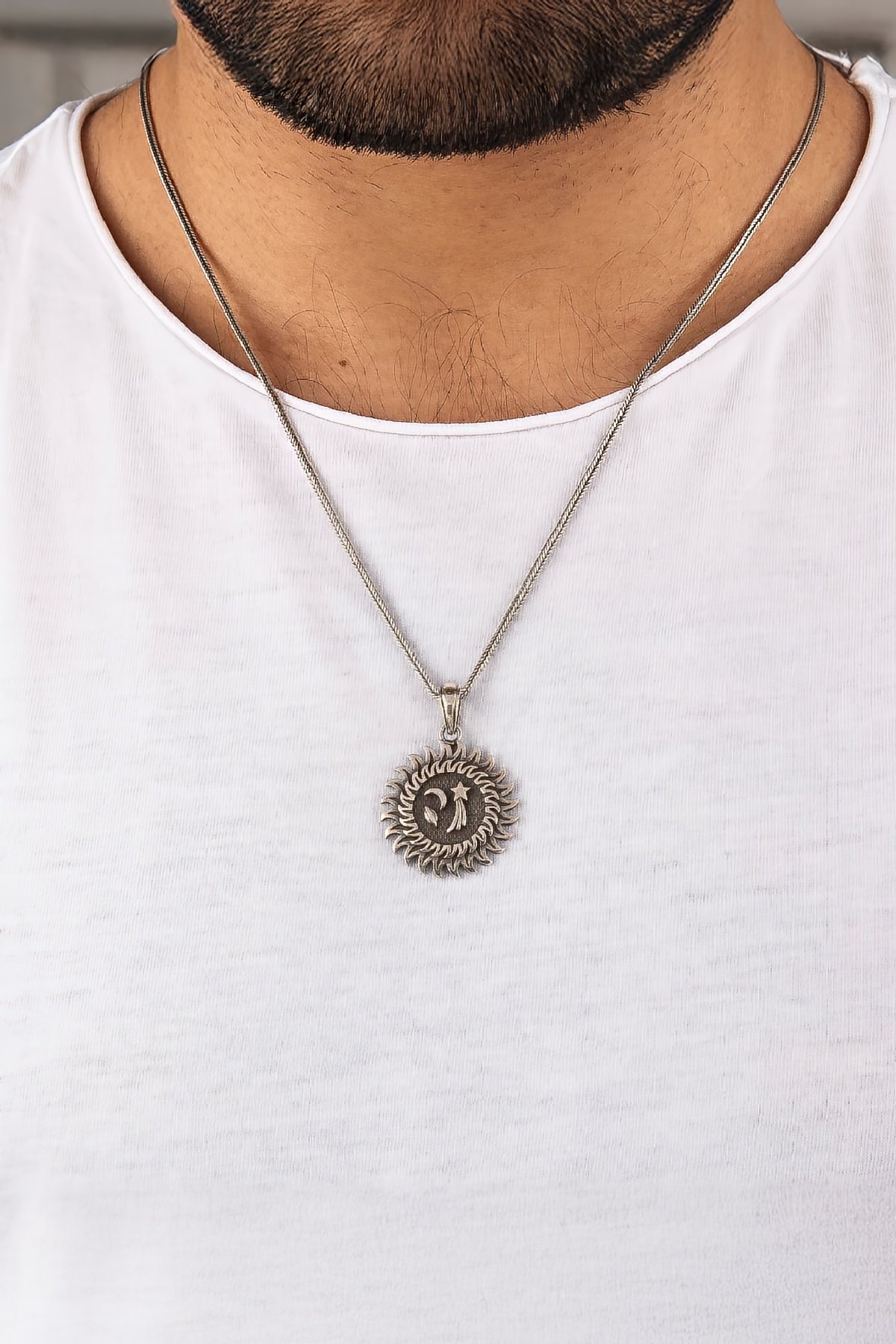 925 Ayar Gümüş Karartmalı Gezegen (Uzay) Erkek Kolye