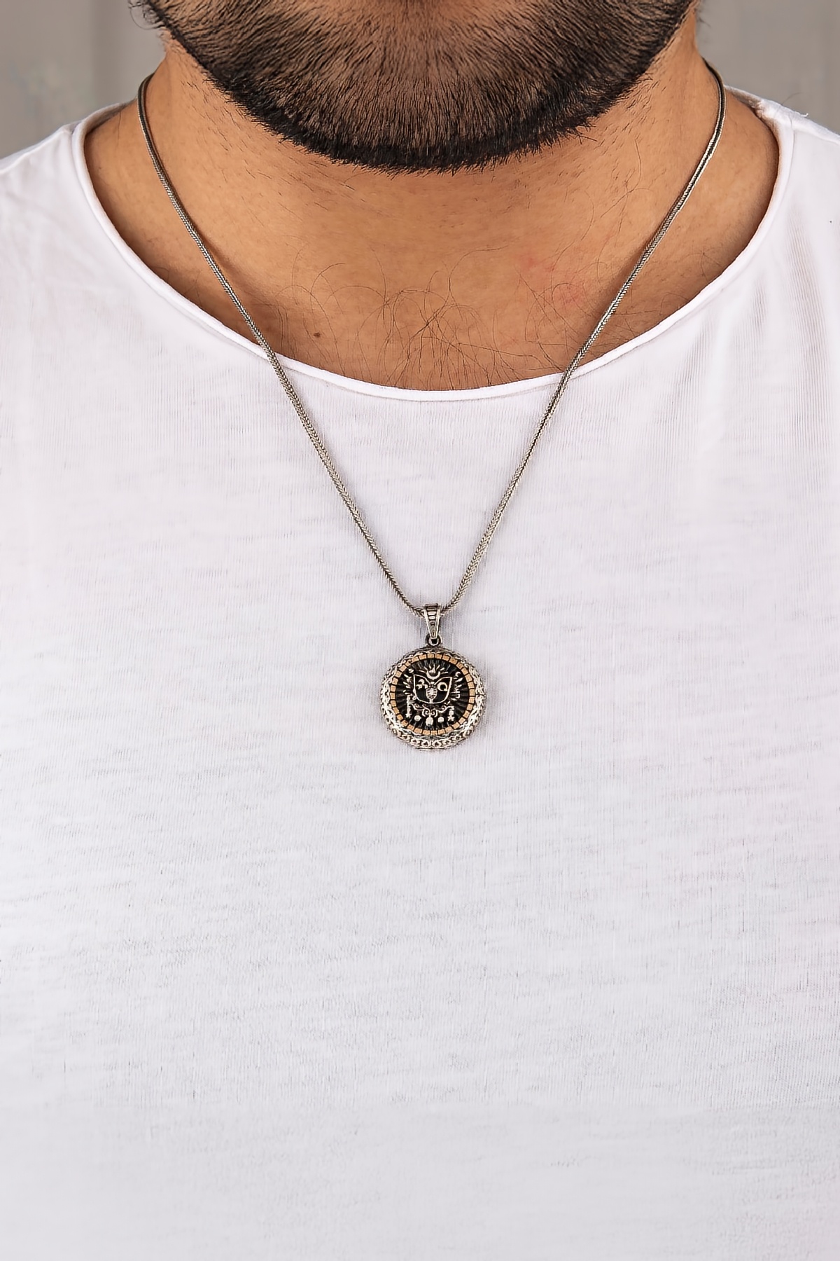 925 Ayar Gümüş Karartmalı Osmanlı Devlet Armalı Erkek Kolye