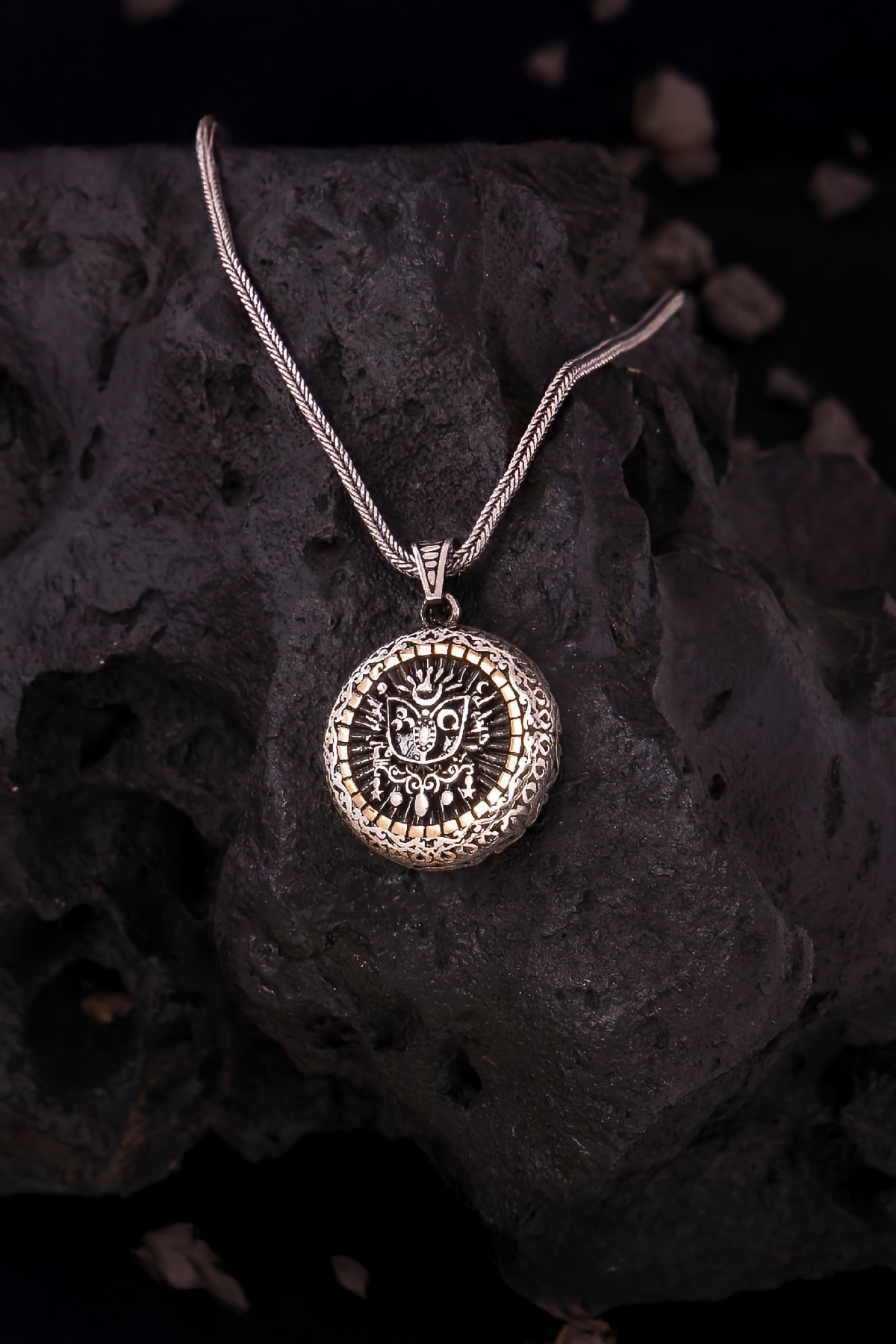 925 Ayar Gümüş Karartmalı Osmanlı Devlet Armalı Erkek Kolye