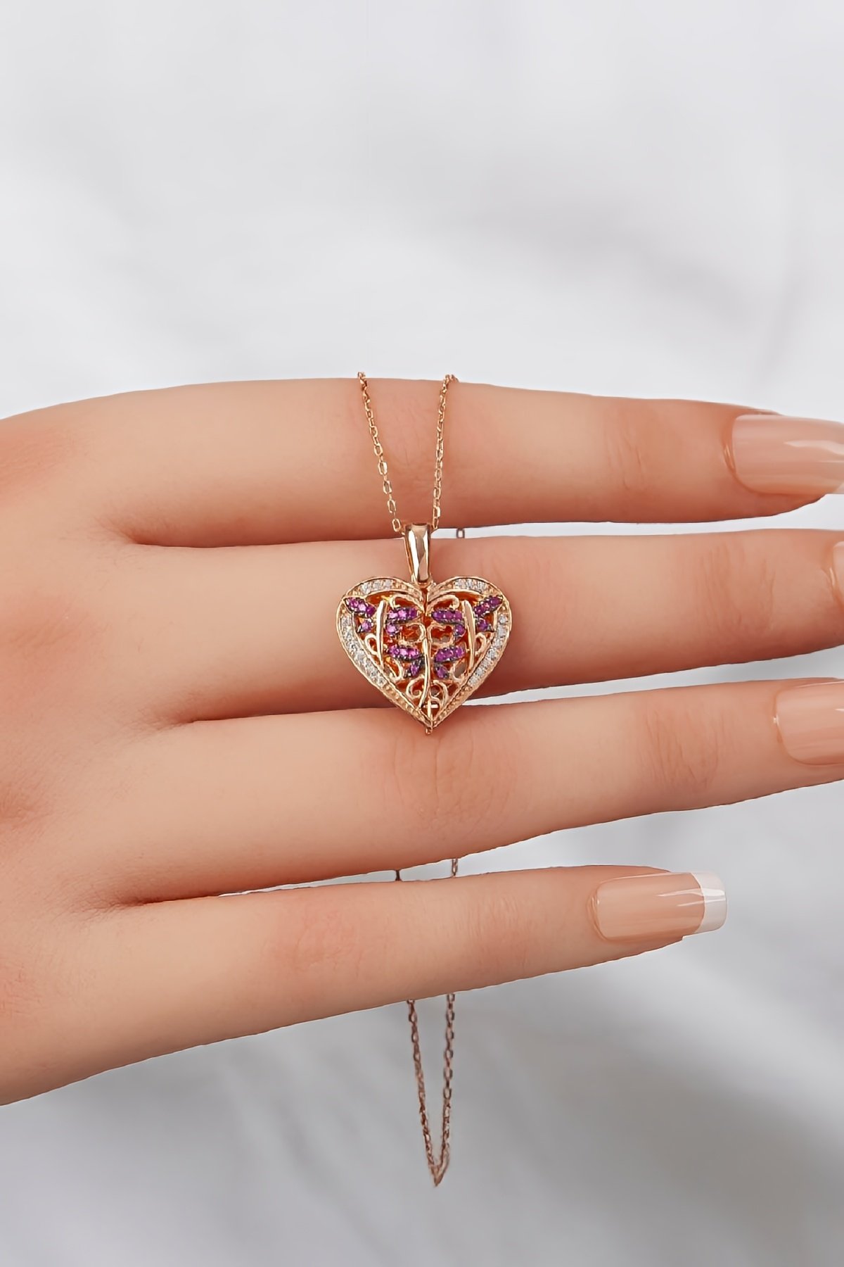 925 Ayar Gümüş Melek Kanadı Rose Renk İsimli Bayan Kolye