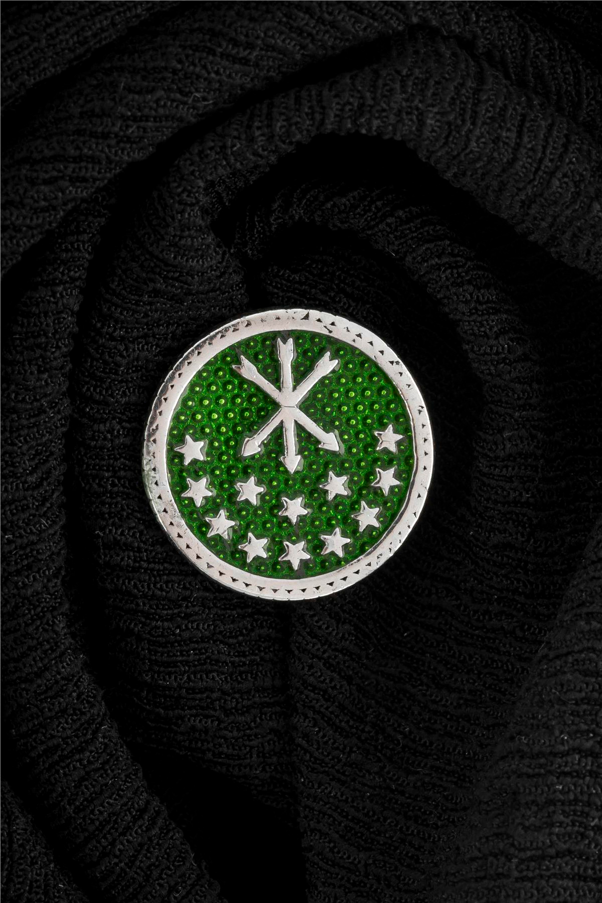 925 Ayar Gümüş Mineli Çerkez Bayrağı Rozet