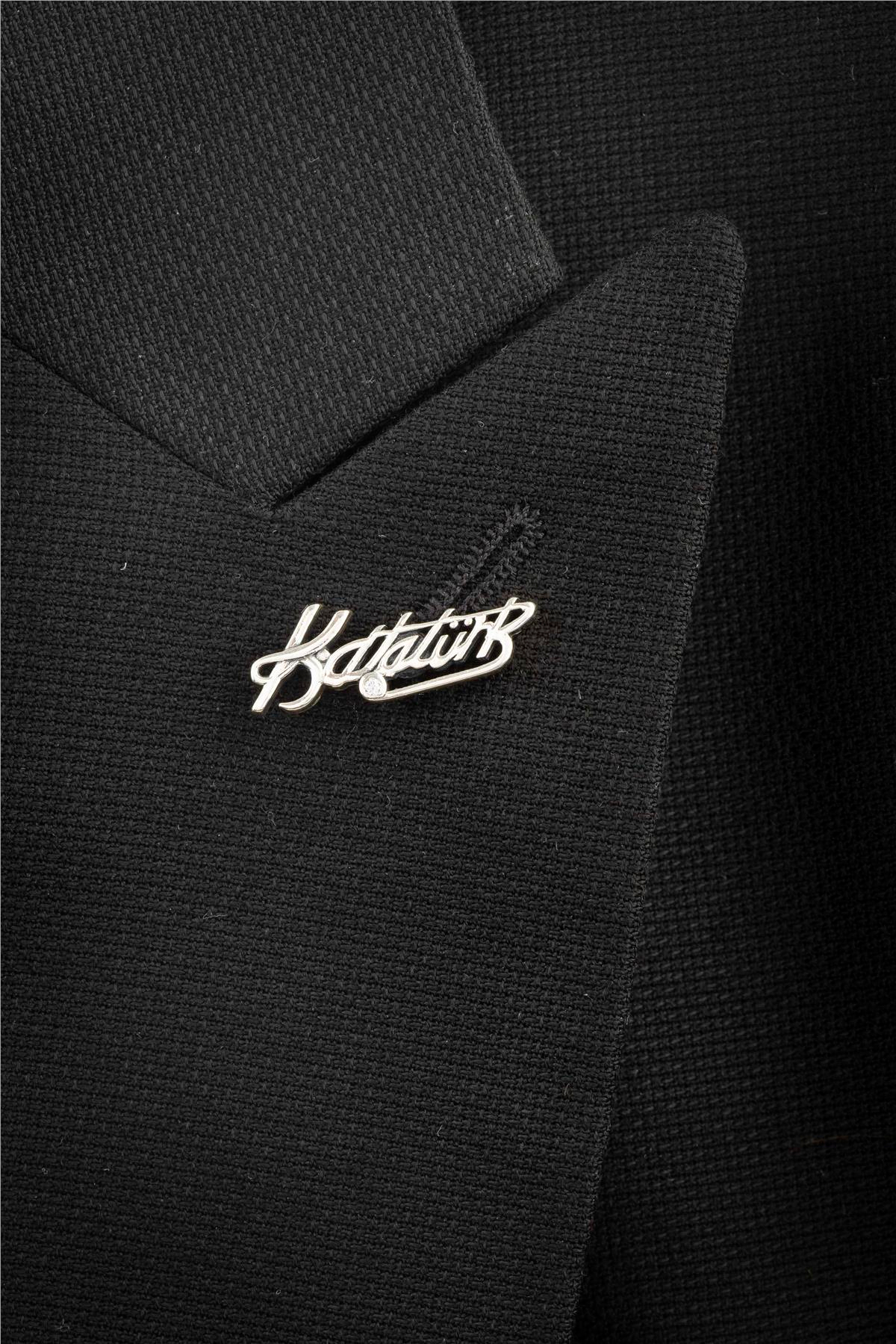 925 Ayar Gümüş Zirkon Taşlı Atatürk İmzalı Rozet