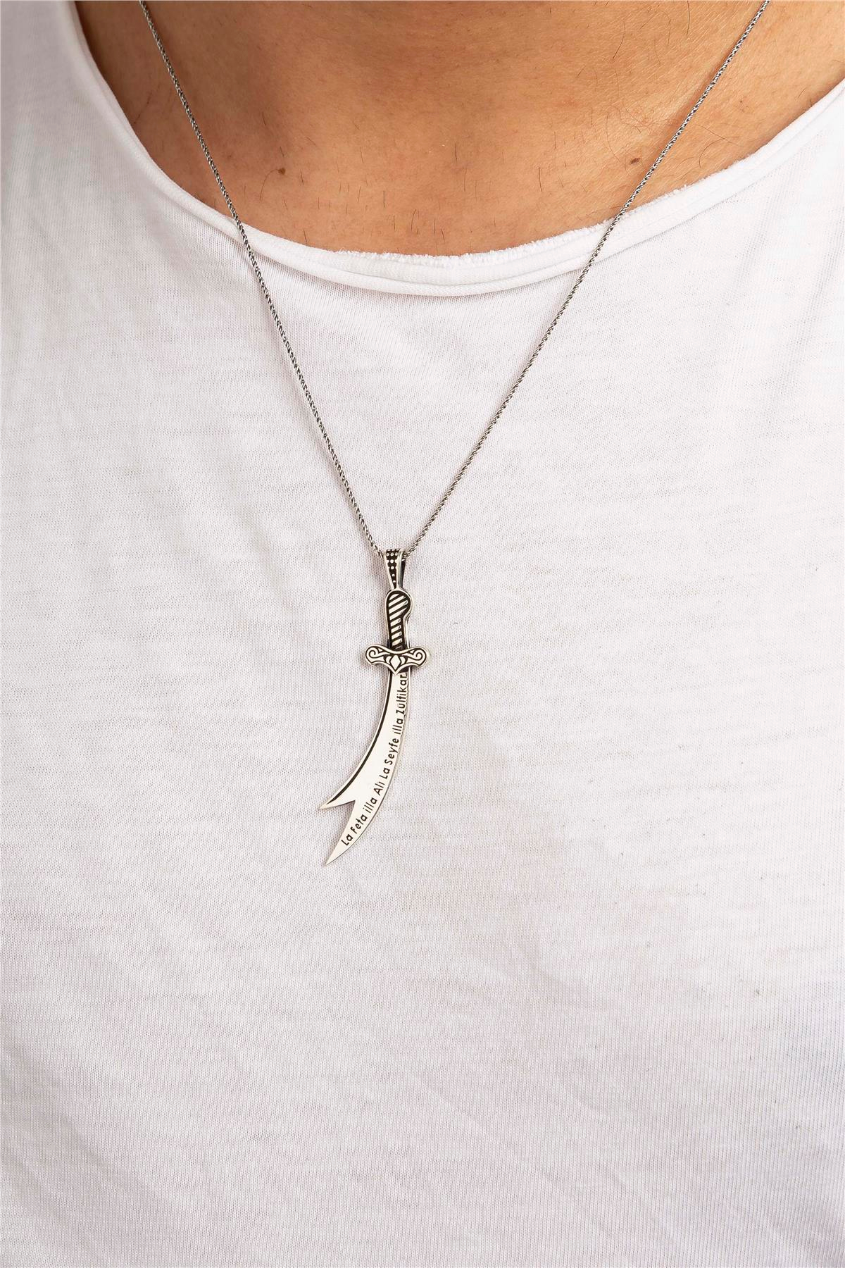925 Ayar Gümüş Zülfikar Kılıcı Erkek Kolye