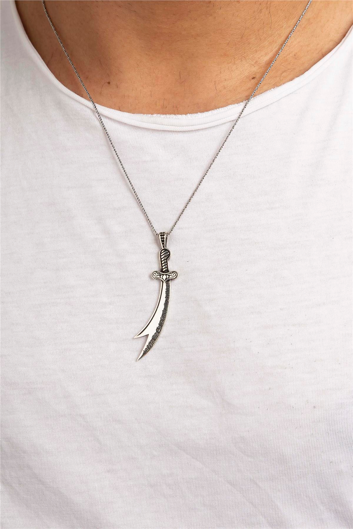 925 Ayar Gümüş Zülfikar Kılıcı Erkek Kolye