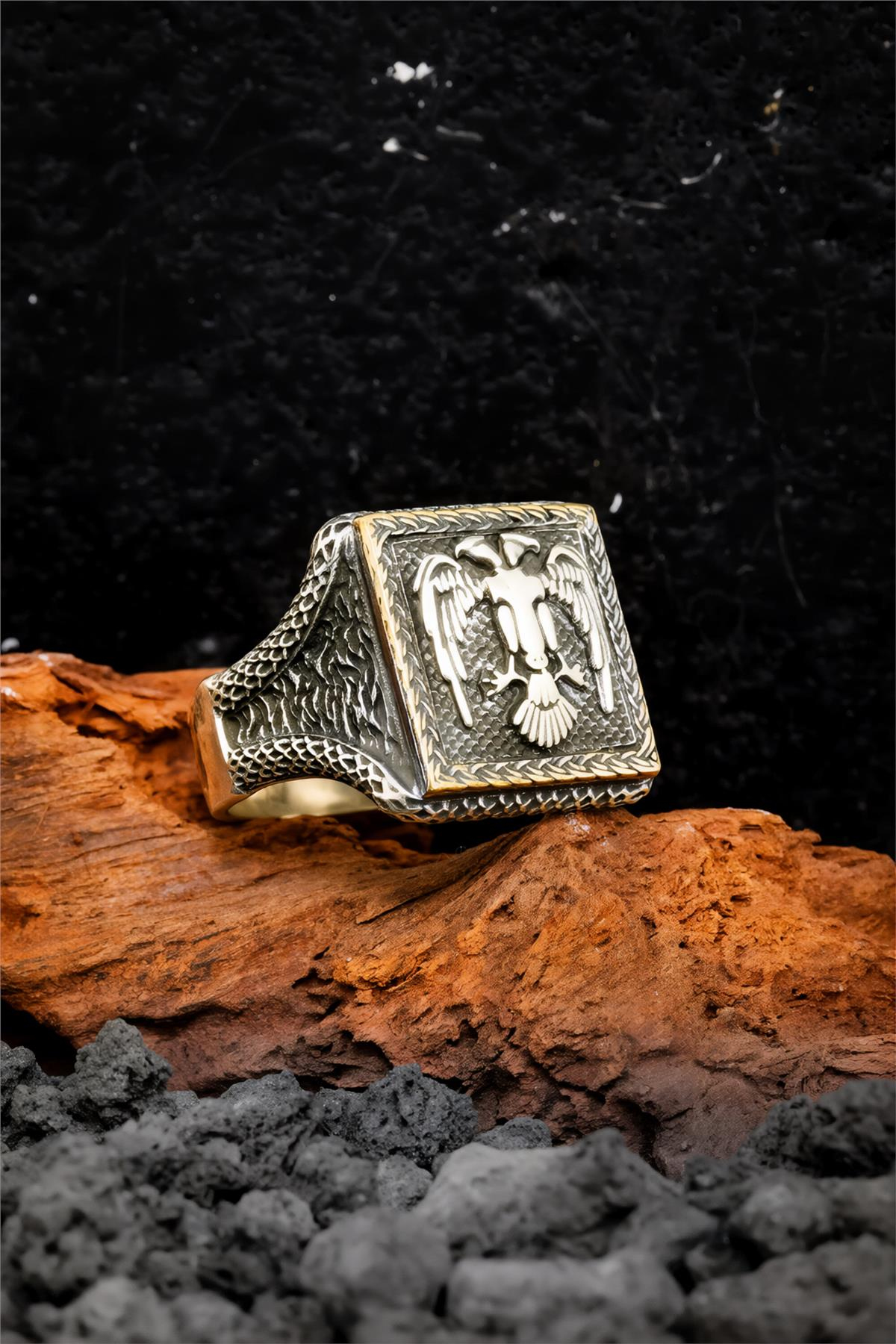 925 Ayar Selçuklu Kartalı Gümüş Erkek Yüzük