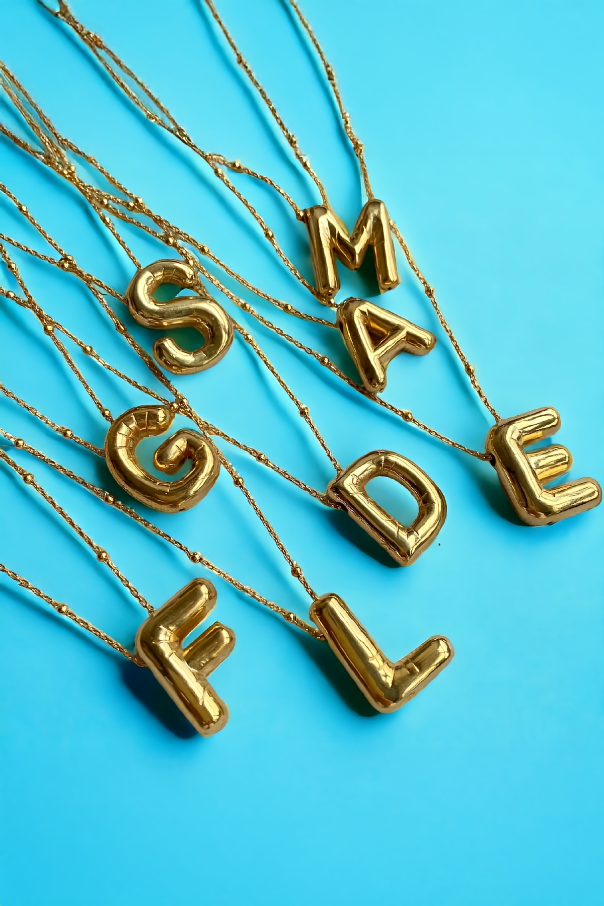 Altın Kaplama 925 Ayar Gümüş Harf Bayan Balon Kolye