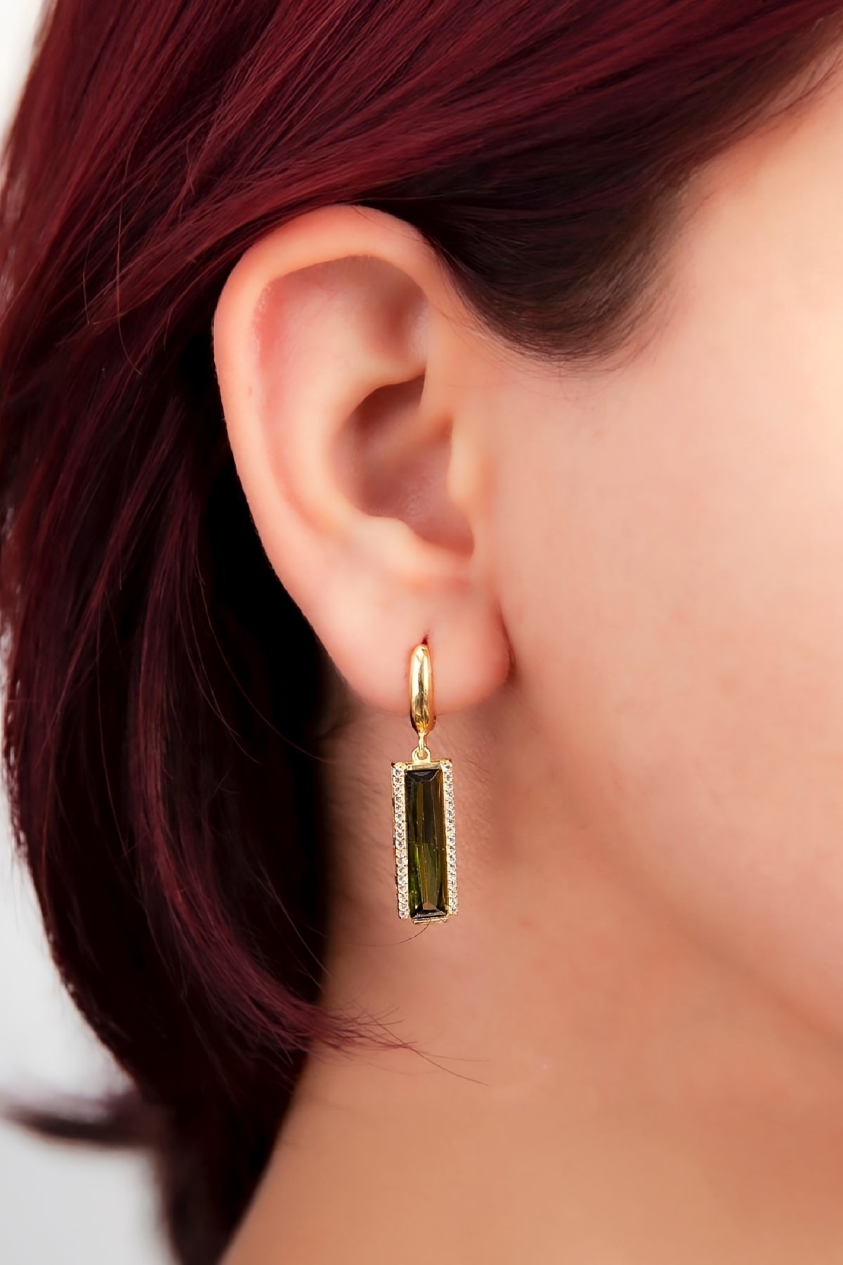 Altın Kaplama 925 Ayar Zultanit Taşlı Gümüş Küpe