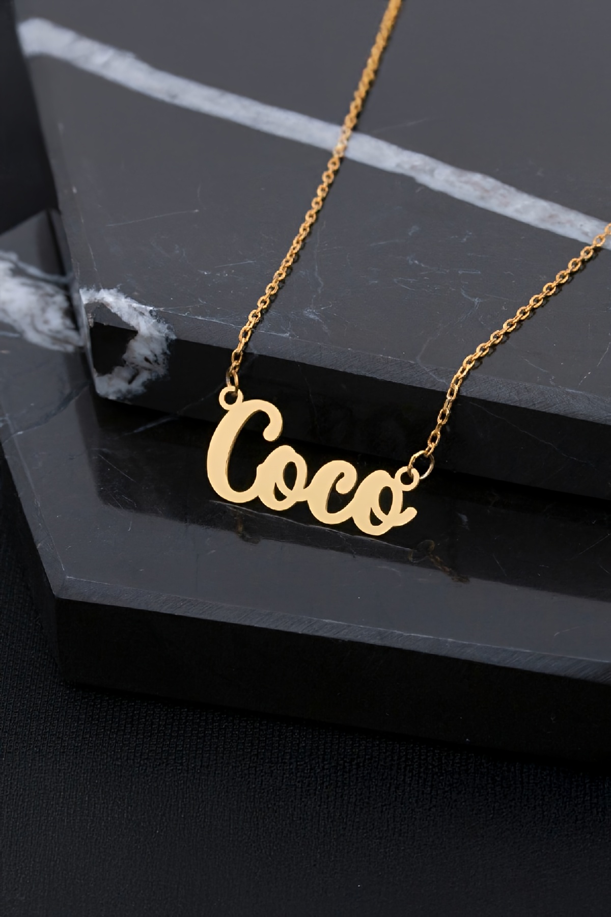 Altın Kaplama El Yazısı İsimli Gümüş Bayan Kolye