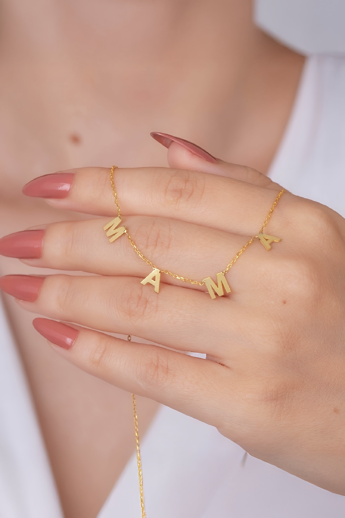 Altın Kaplama Plaka İsimli Gümüş Bayan Kolye