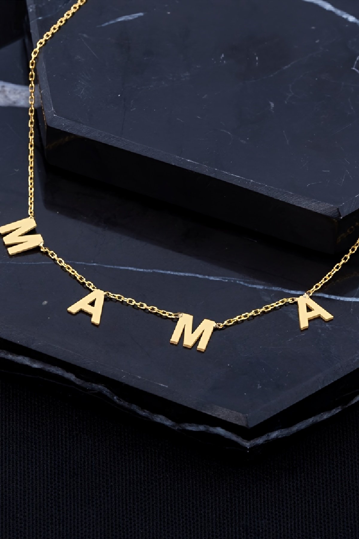 Altın Kaplama Plaka İsimli Gümüş Bayan Kolye