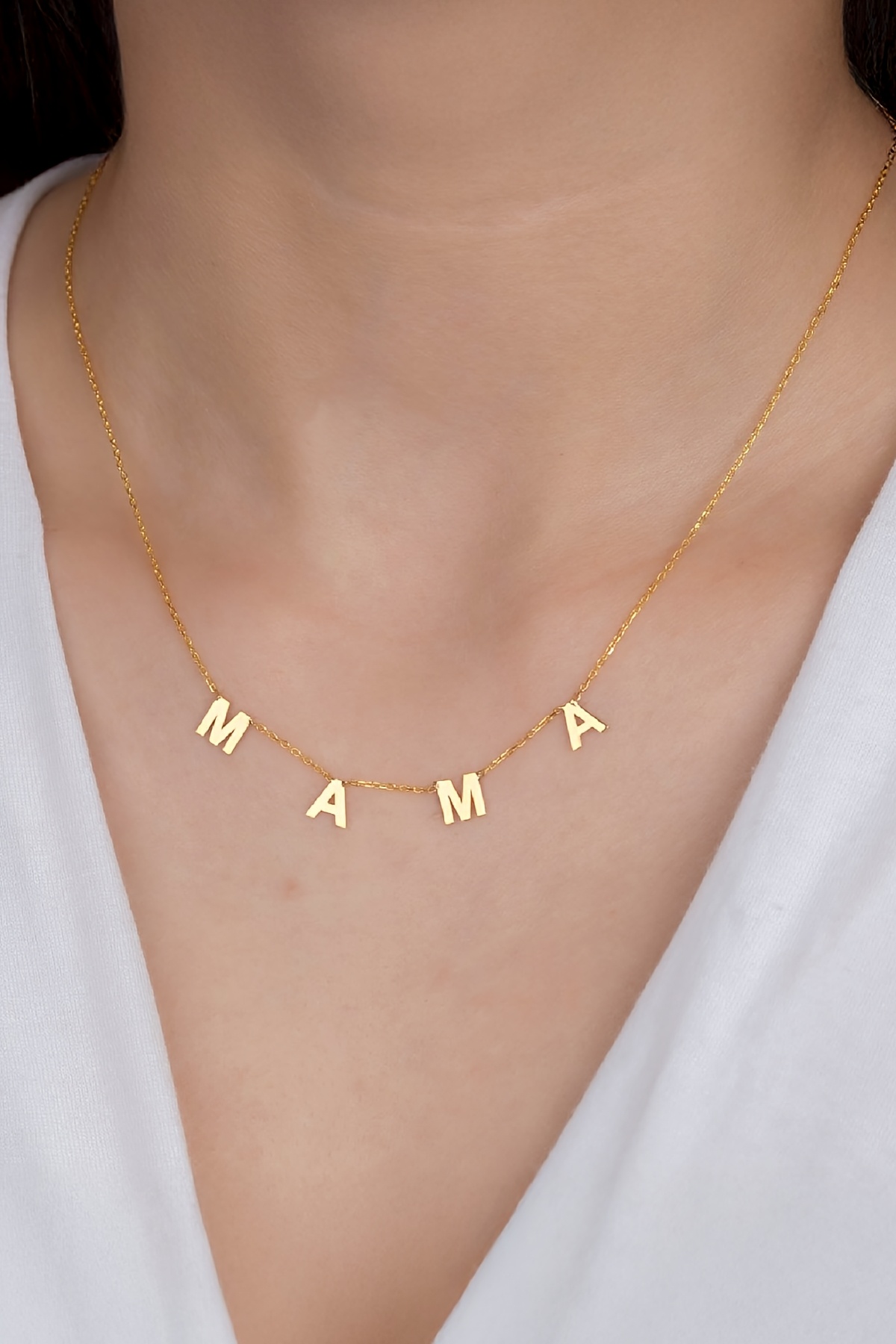 Altın Kaplama Plaka İsimli Gümüş Bayan Kolye