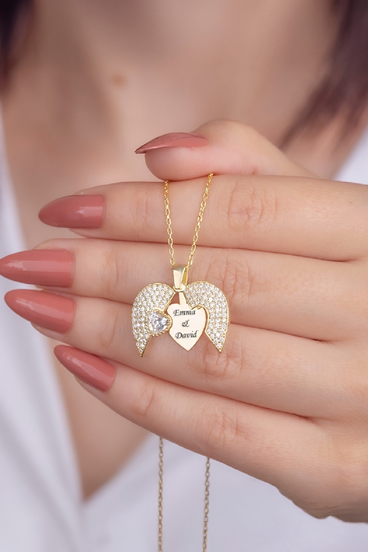 Altın Kaplama Zirkon Taşlı Kalbimdeki Sır İsimli Gümüş Bayan Kolye