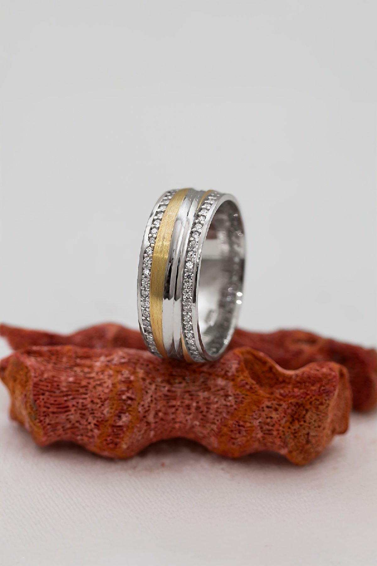 Altın Renk Geçişli Bayan Gümüş Alyans