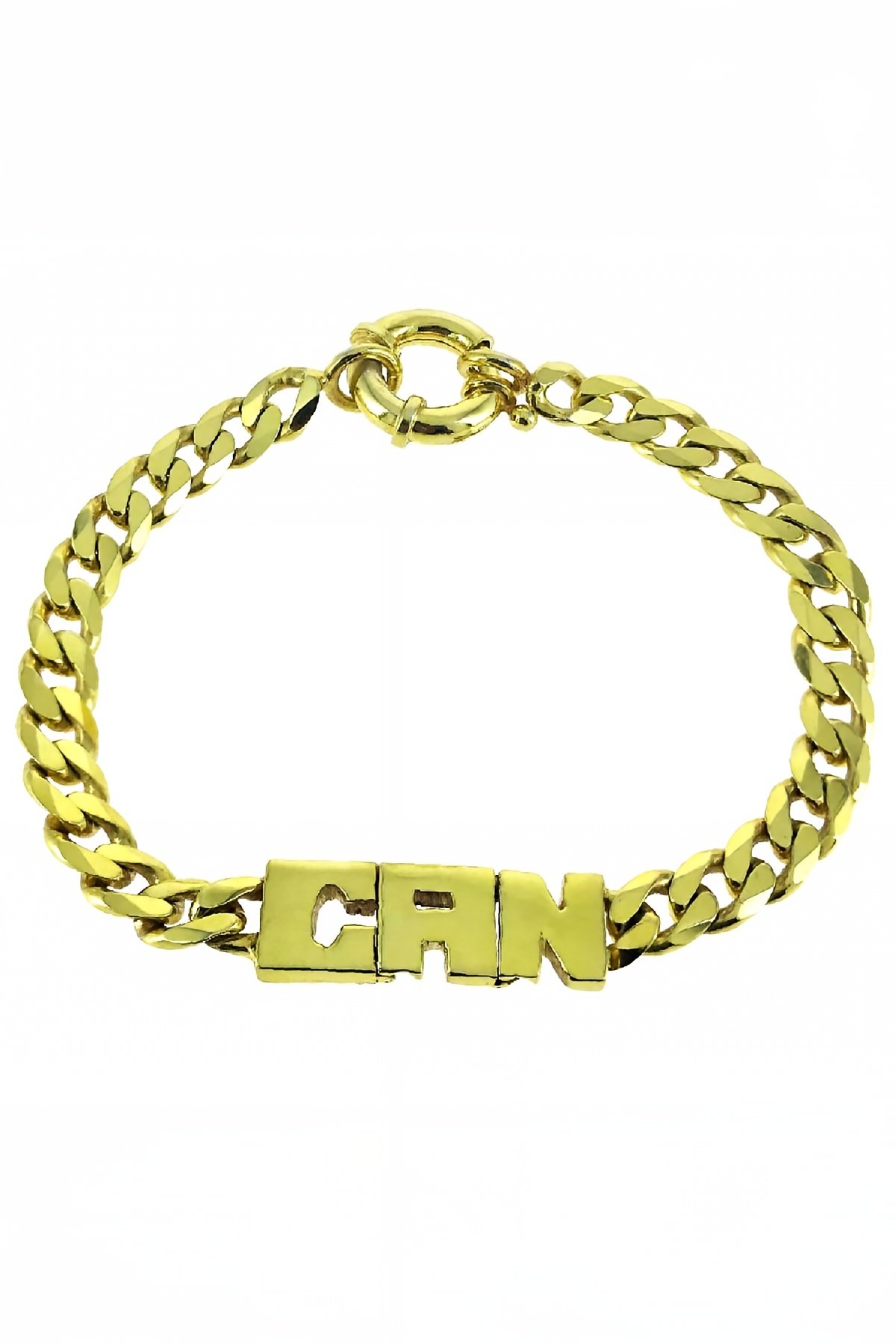 Altın Renk Gurmet Zincir İsimli Gümüş Bileklik