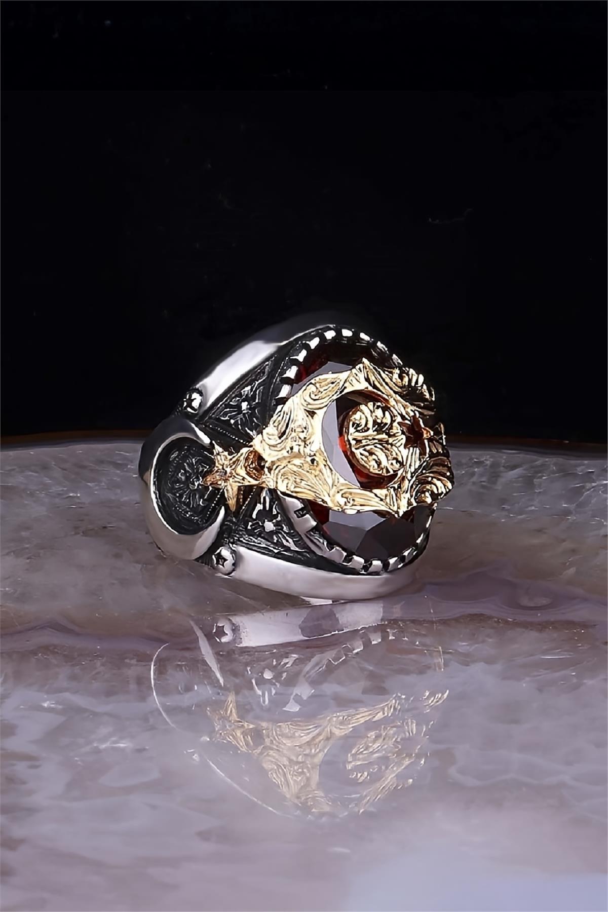 Ay Yıldız Motifli 925 Ayar Gümüş Yüzük