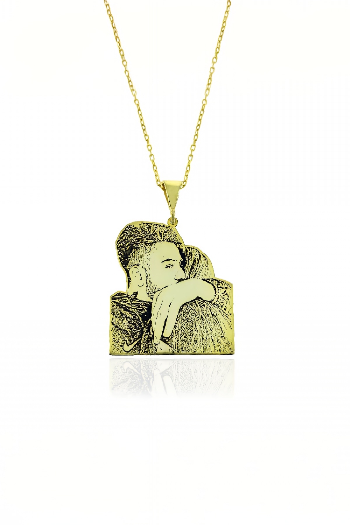 Gümüş Altın Renk Resimli Bayan Kolye