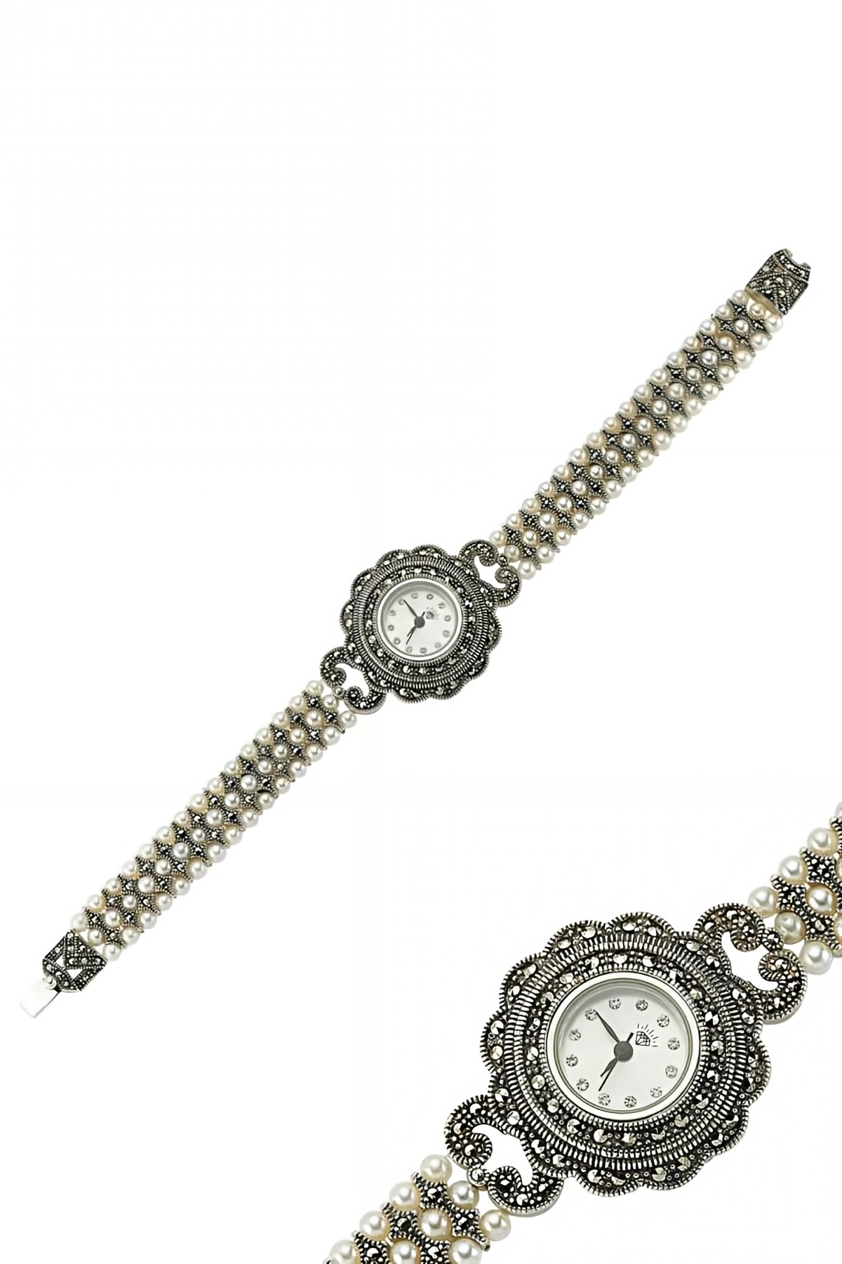 Gümüş Markazit Taşlı Bayan Saat