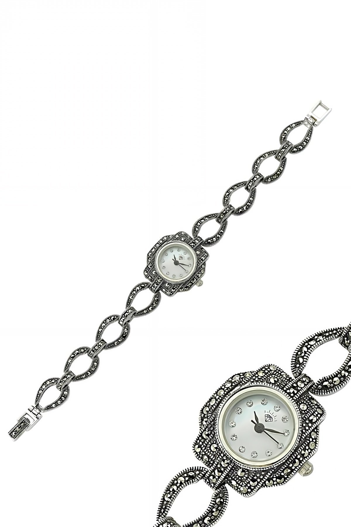Gümüş Markazit Taşlı Bayan Saat