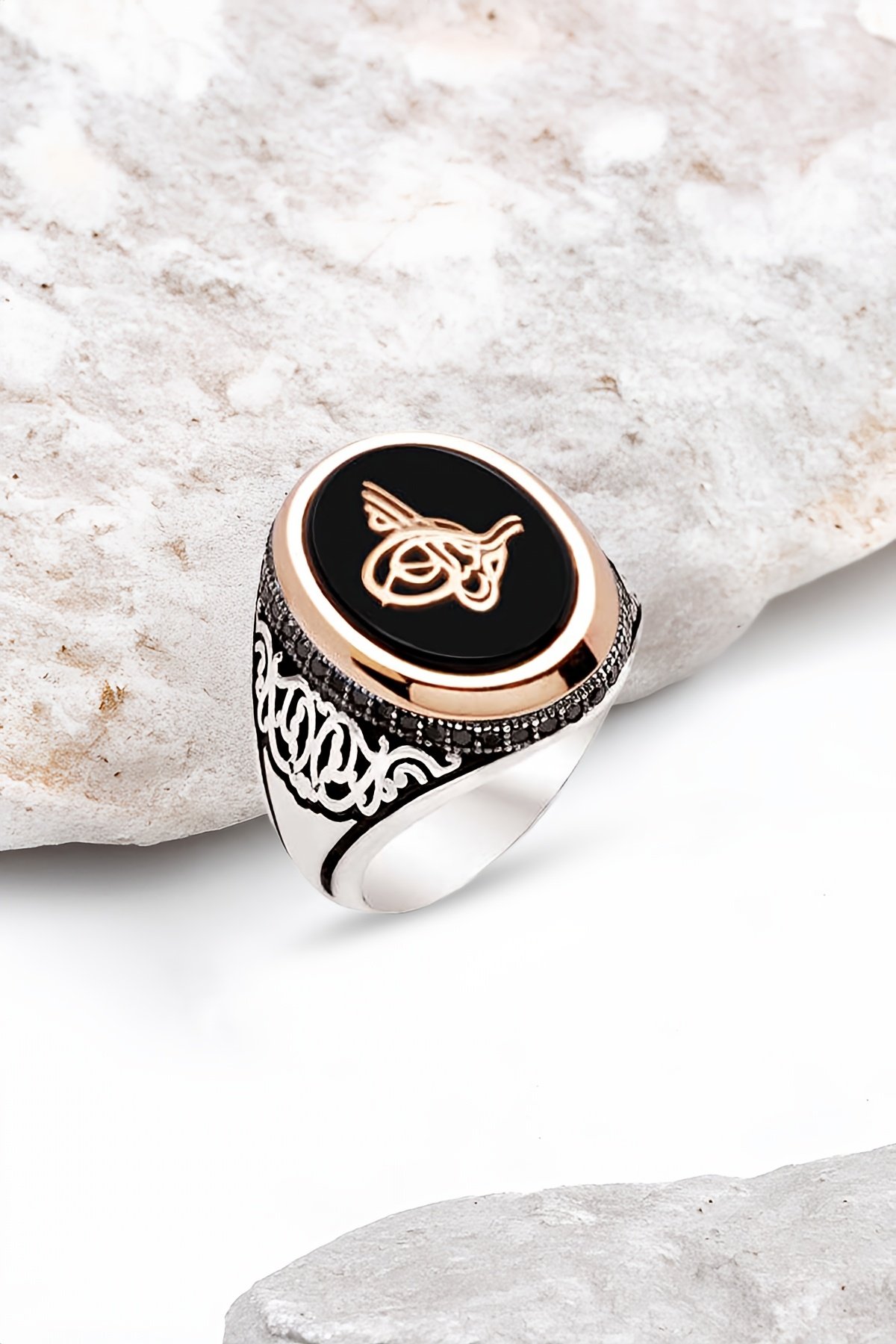 Gümüş Onix Taşlı Erkek Yüzük