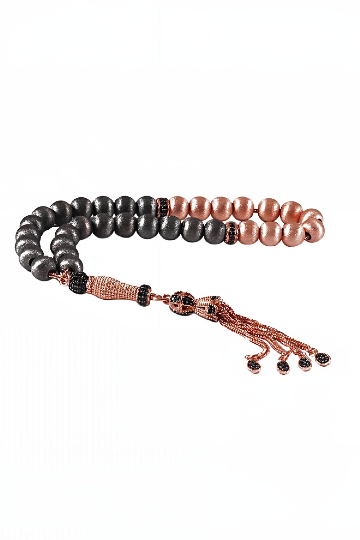 Gümüş Pudra Rengi Zirkon Taşlı Tesbih