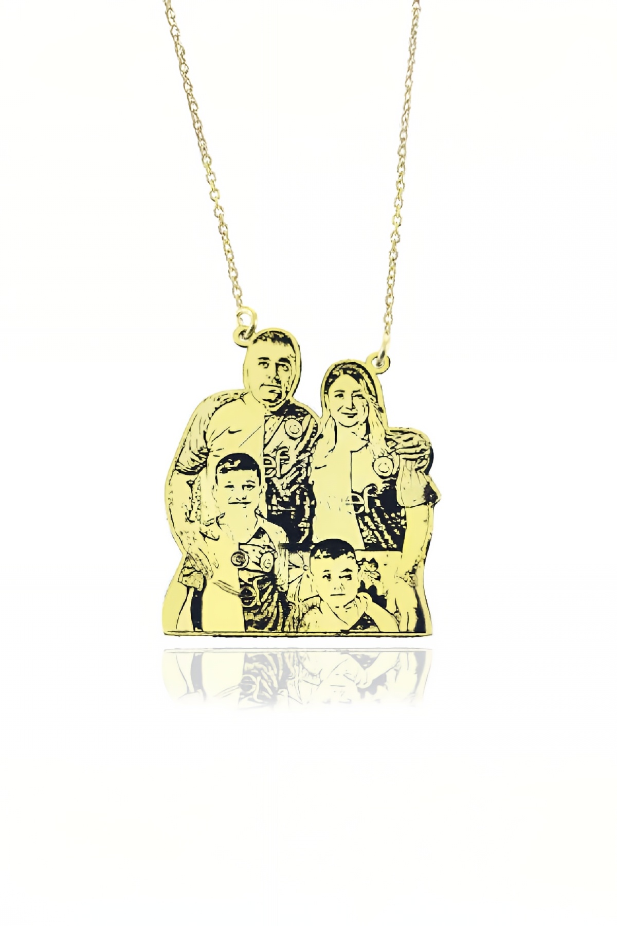 Gümüş Resimli Aile Bayan Kolye