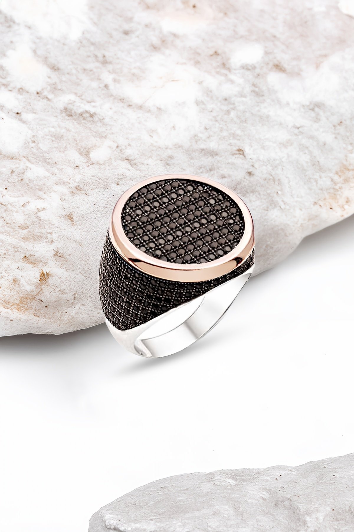 Gümüş Zirkon Taşlı Erkek Yüzük