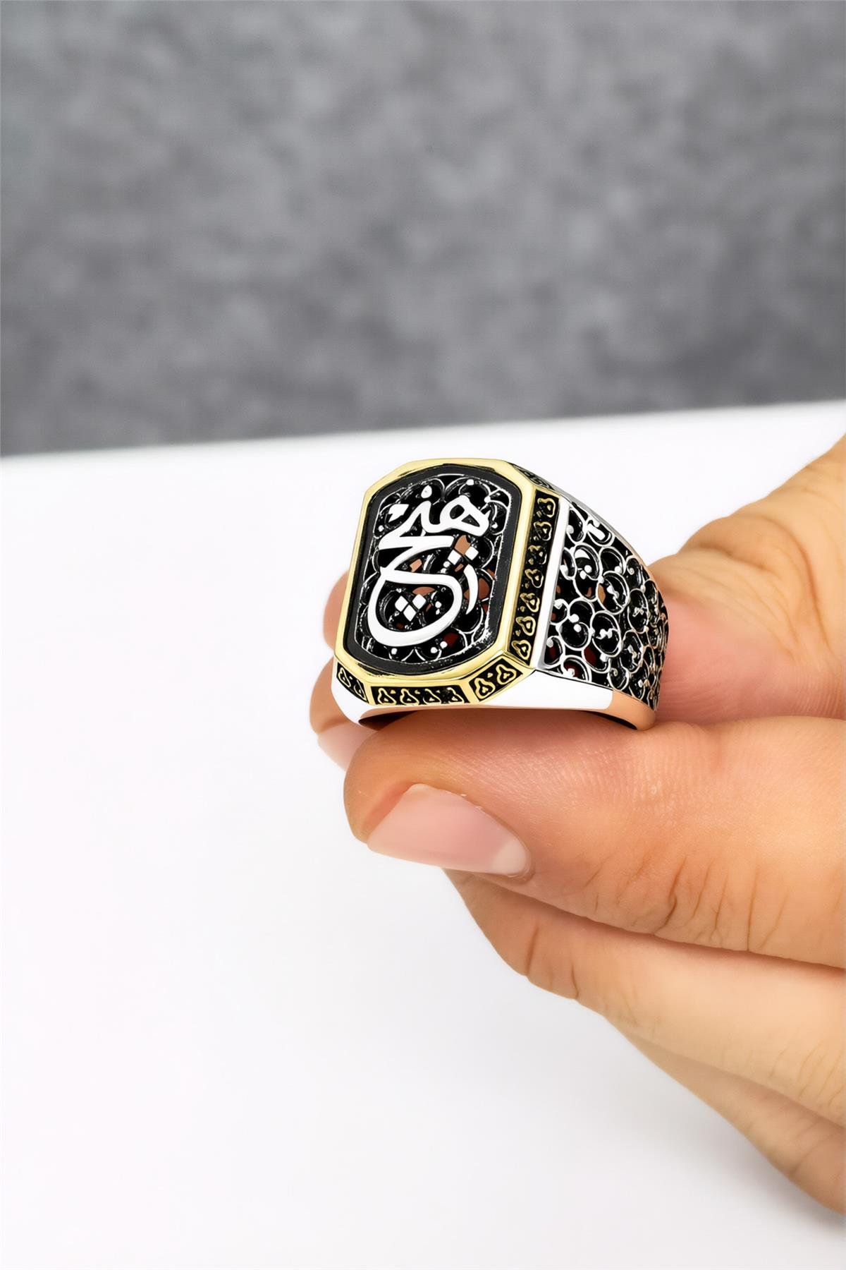 Hiç Yazılı Telkari İşlemeli 925 Ayar Gümüş Erkek Yüzük