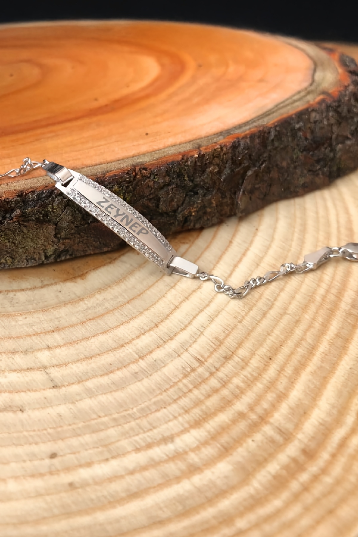 İsimli Taşlı Plaka Gümüş Çocuk Künye