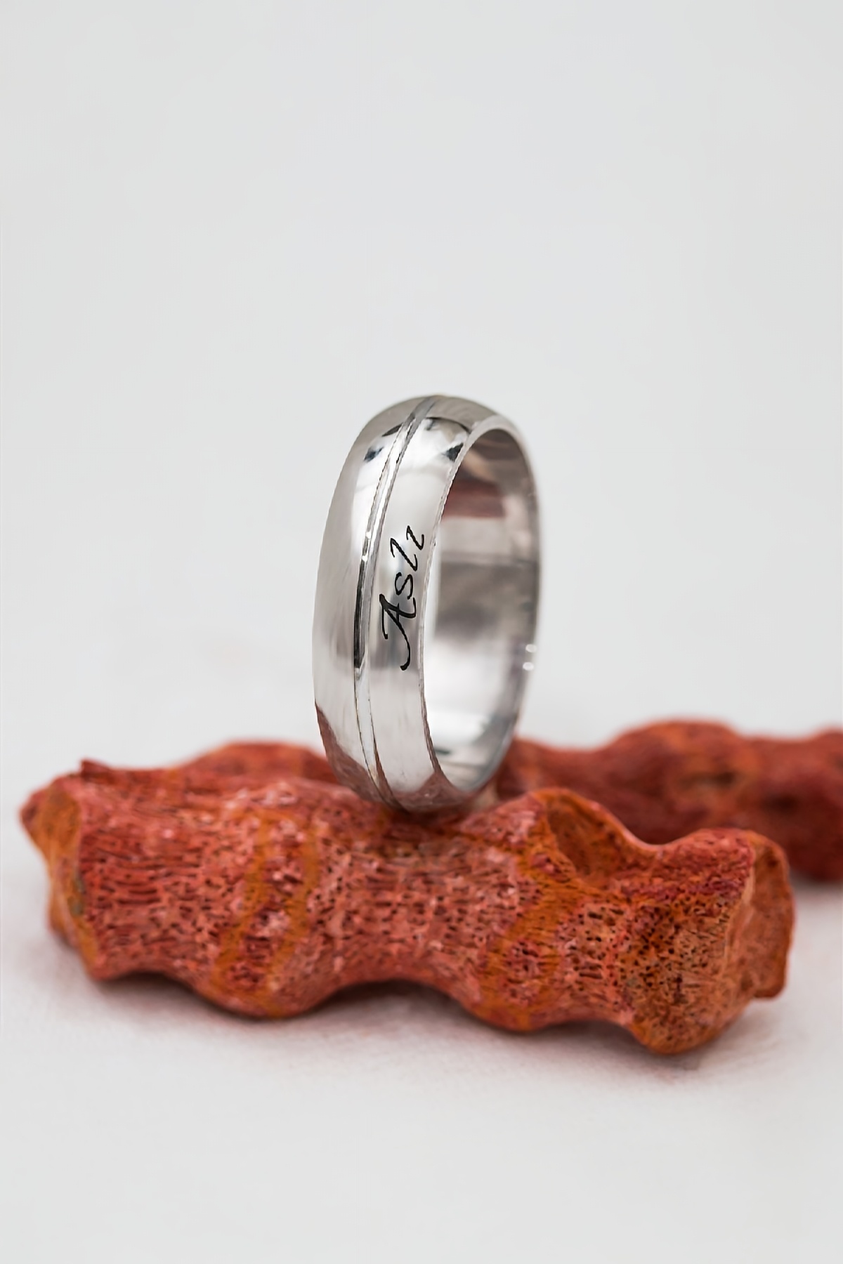 Kişiye Özel Rodyumlu İsimli Unisex Gümüş Alyans