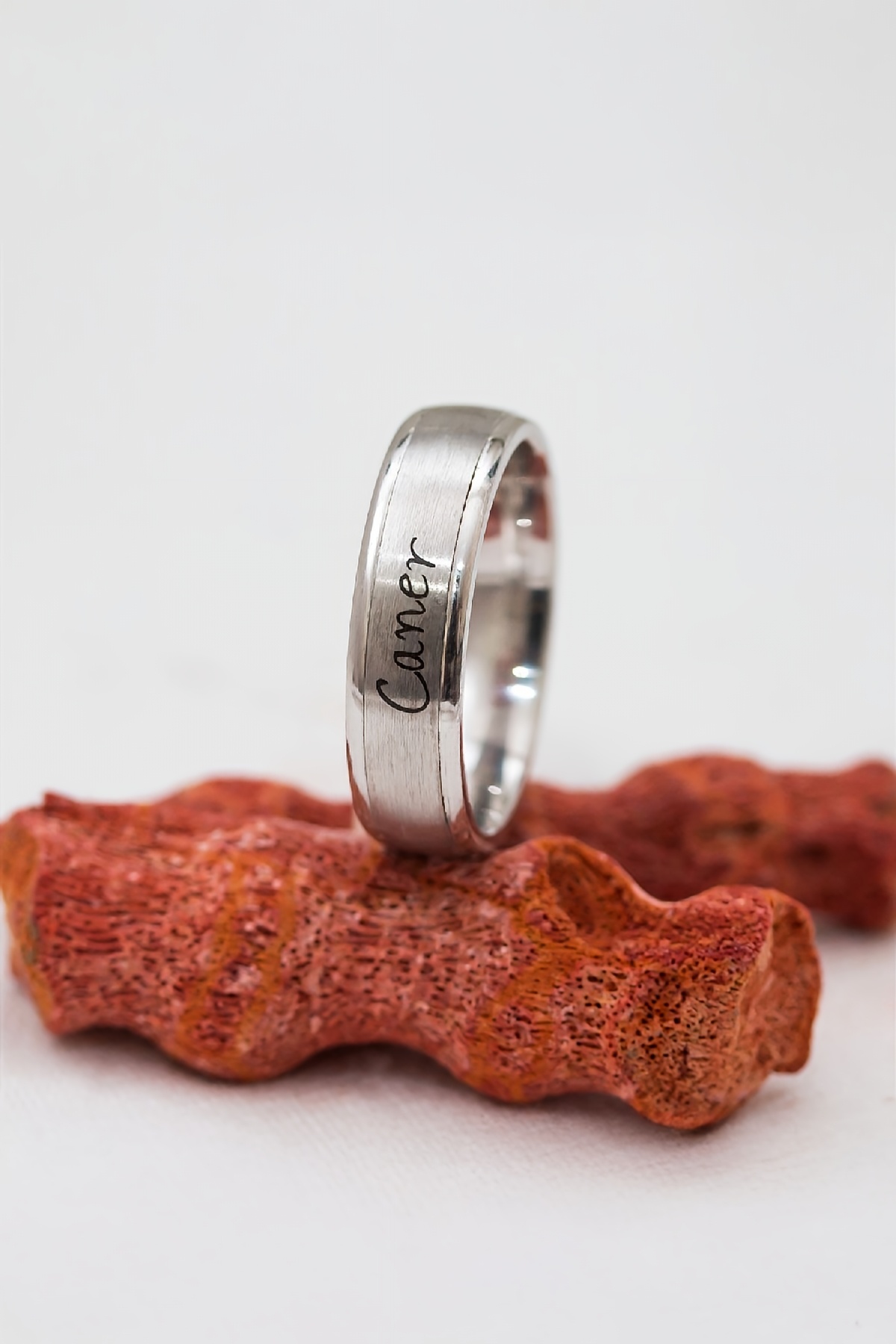 Kişiye Özel Rodyumlu İsimli Unisex Gümüş Alyans