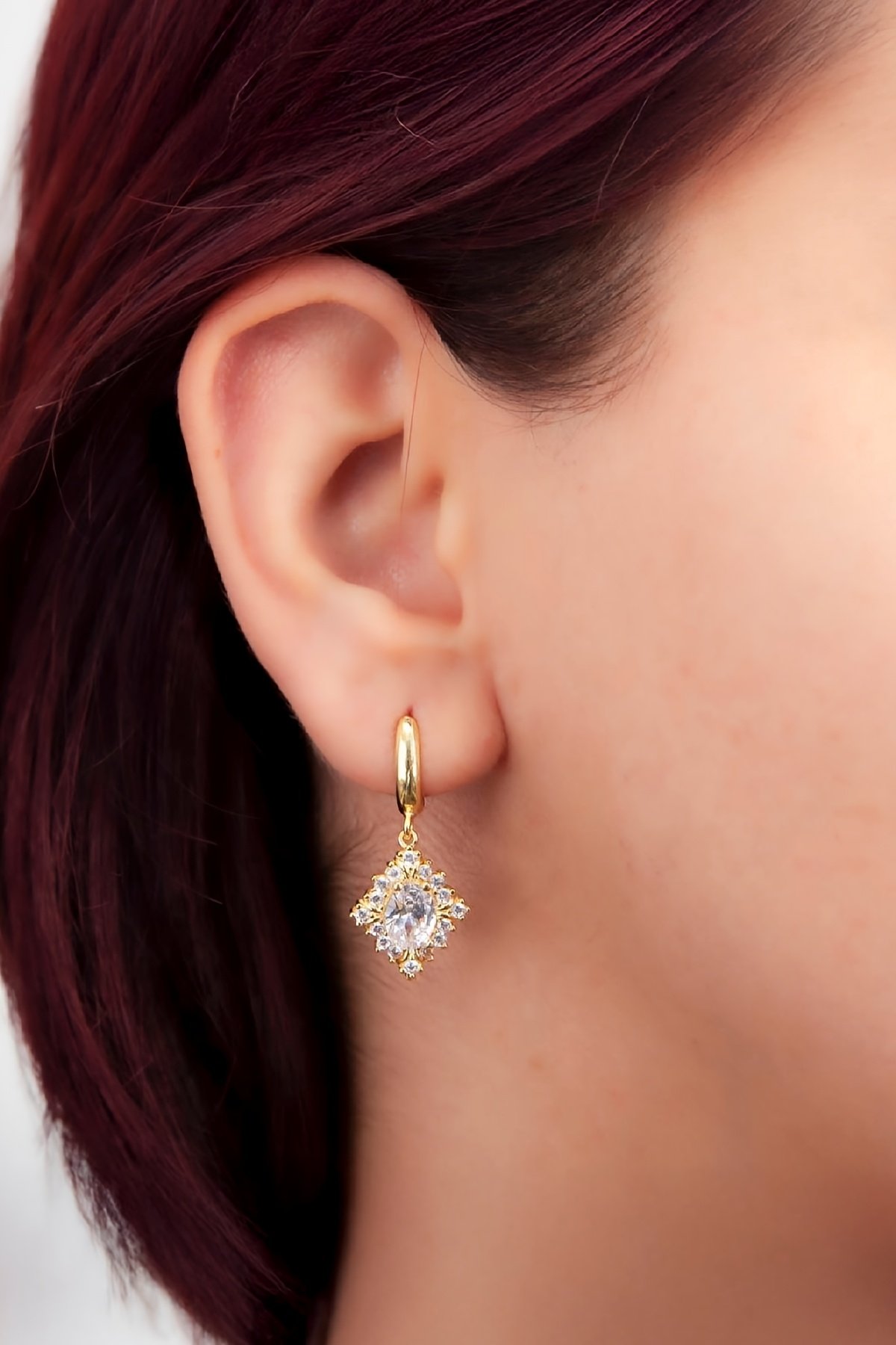 Mekik Model Altın Kaplama 925 Ayar Gümüş Küpe