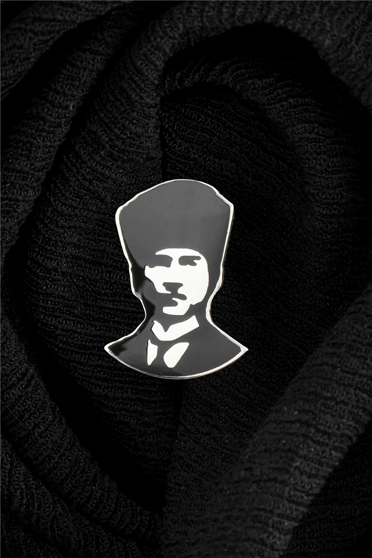 Mineli Atatürk Silüeti Gümüş Rozet