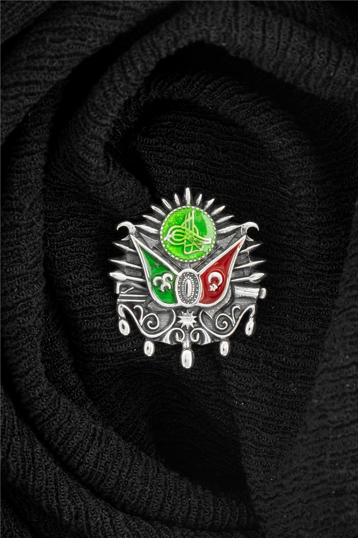 Mineli Osmanlı Devlet Arması Gümüş Rozet