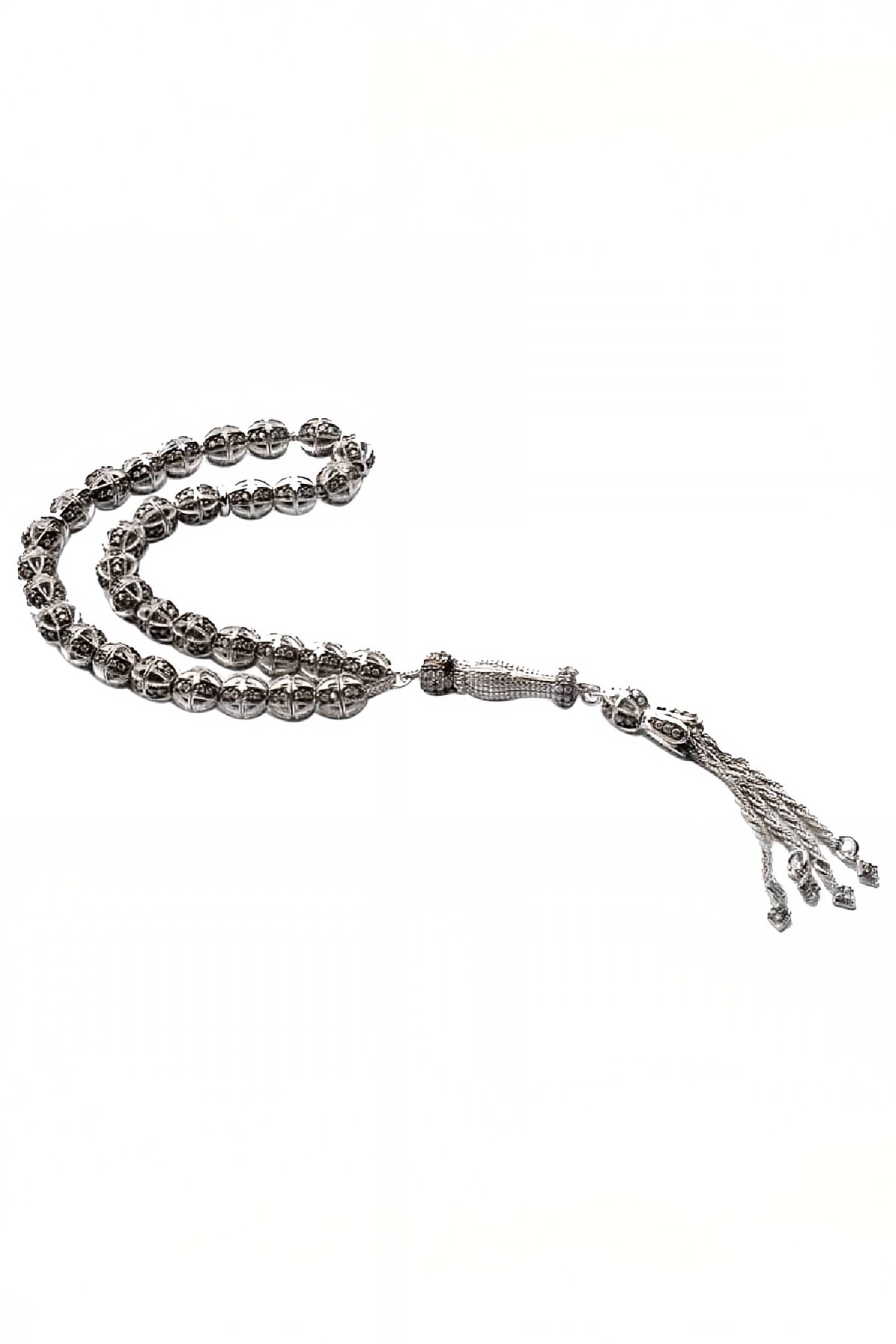 Zirkon Taşlı Gümüş Tesbih