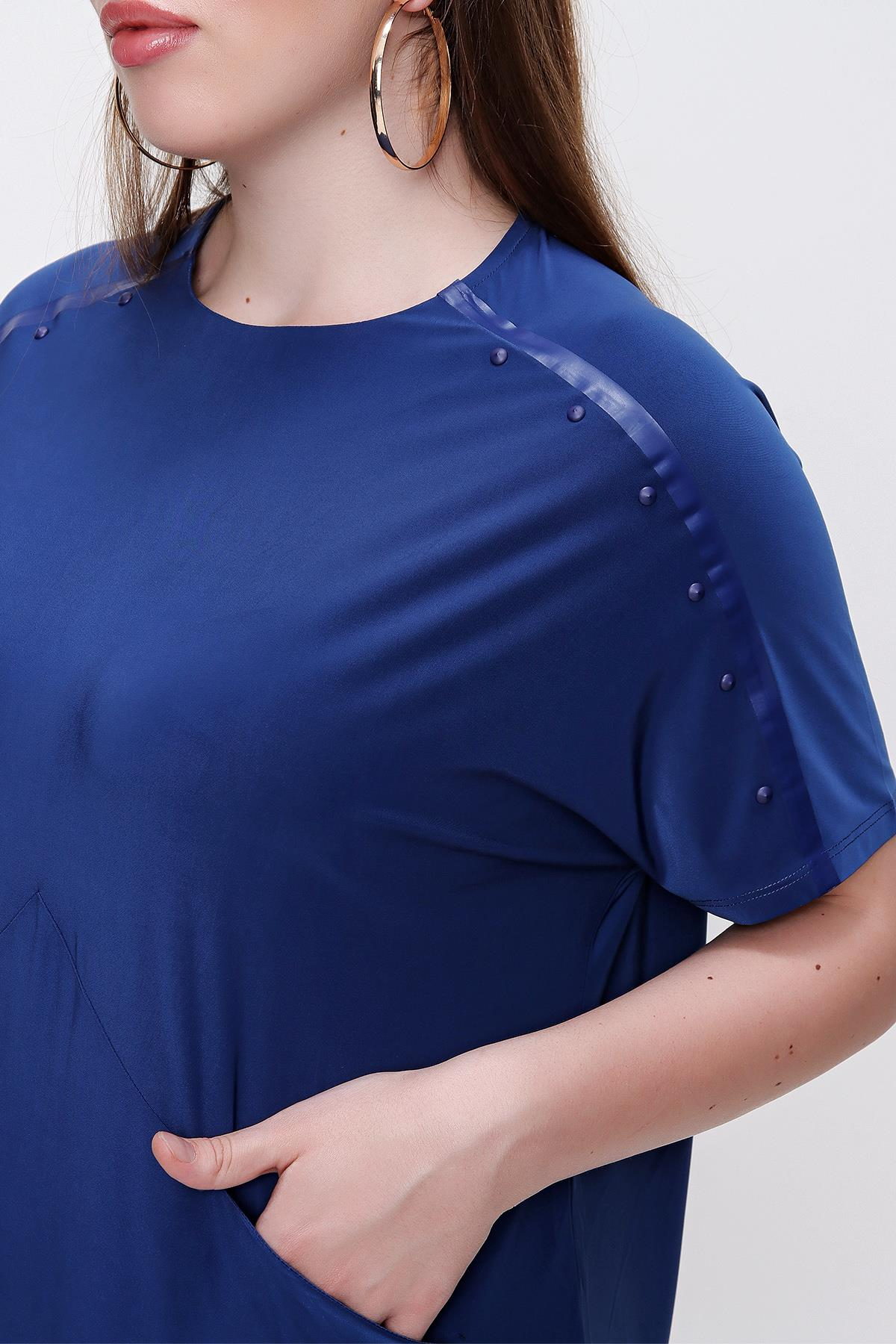 S-20Y0990055Stud Detailed Stylish Lycra Plus Size Dress