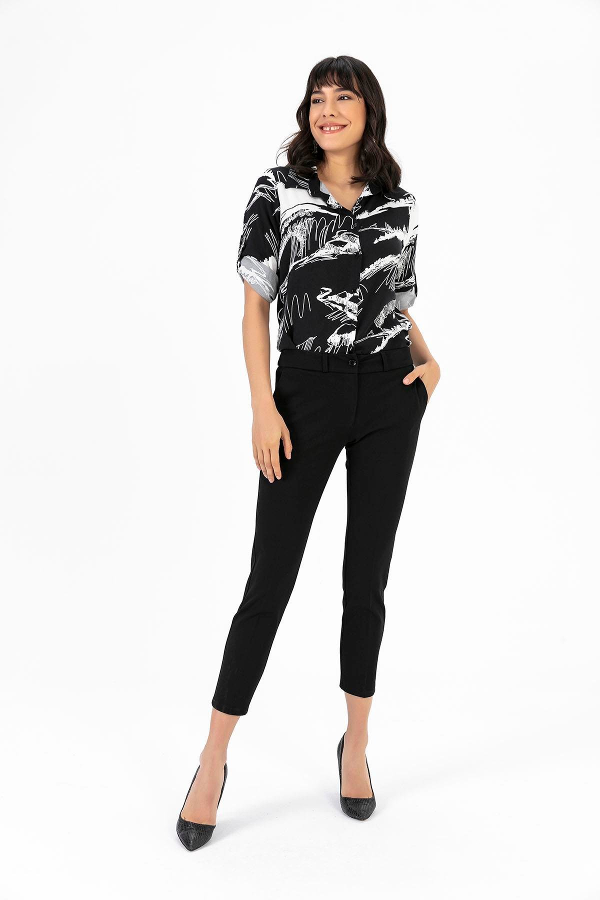 S-20Y2590001Klasik Yandan Cepli Likra Pantolon