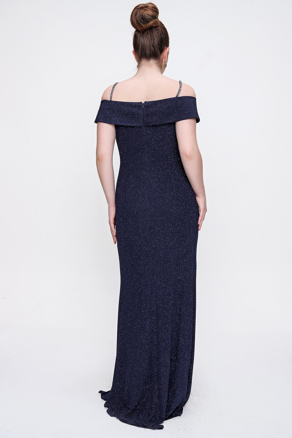 S-21K1040072Beaded Strap Front Slit Lined Plus Size Long Dress