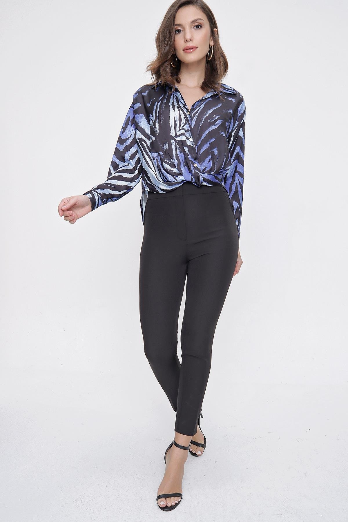 S-21K2590003Yüksek Bel Dar Paça En Boy Likra Pantolon