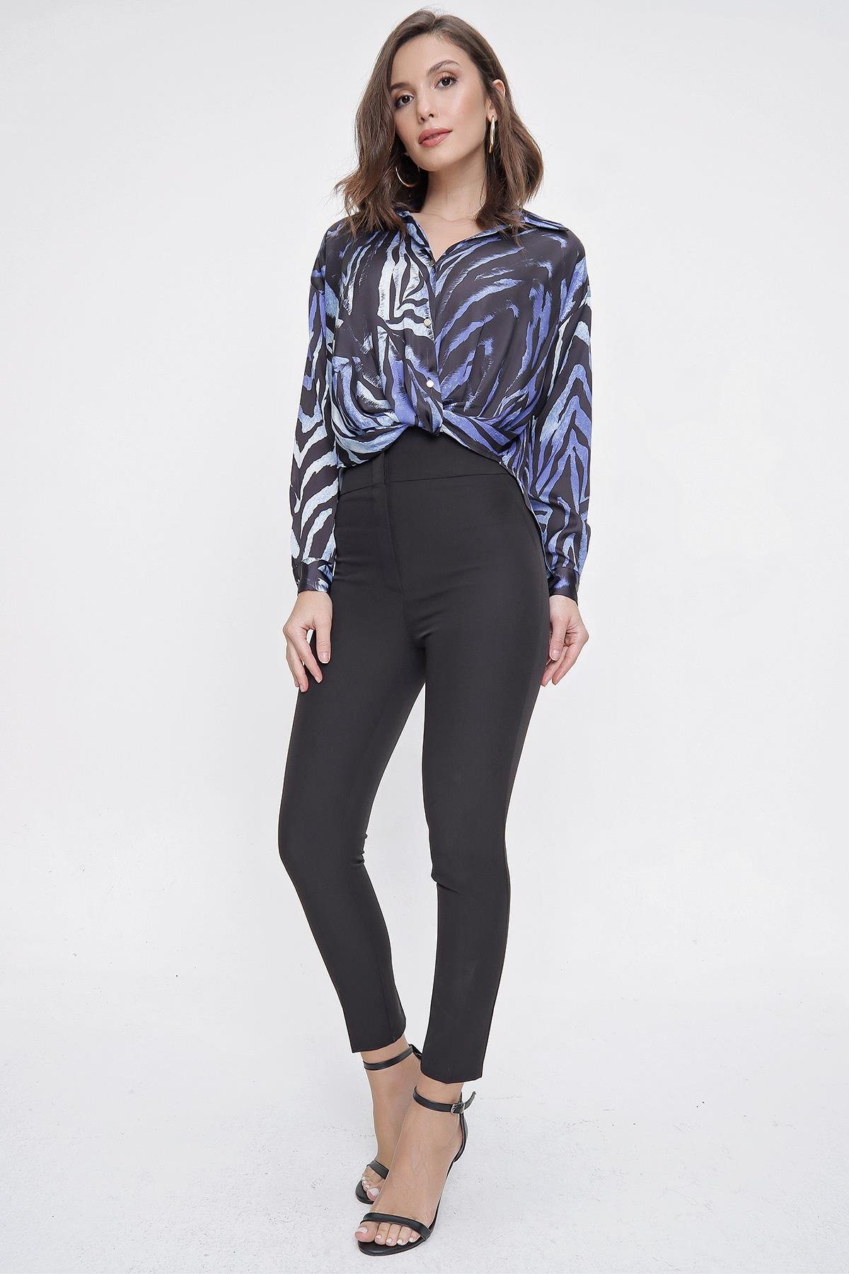 S-21K2590003Yüksek Bel Dar Paça En Boy Likra Pantolon