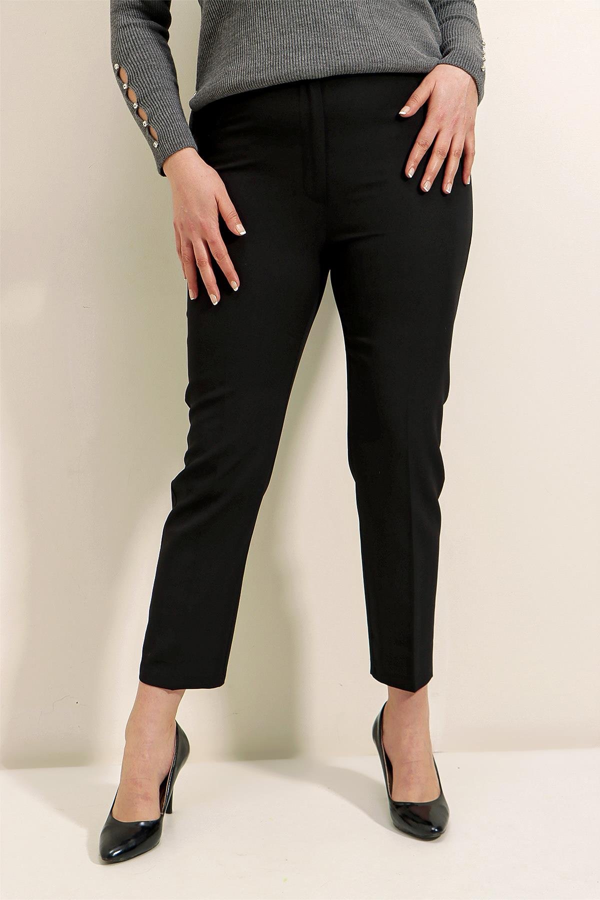 S-21K3970001Beli Lastikli En Boy Likralı Büyük Beden Pantolon