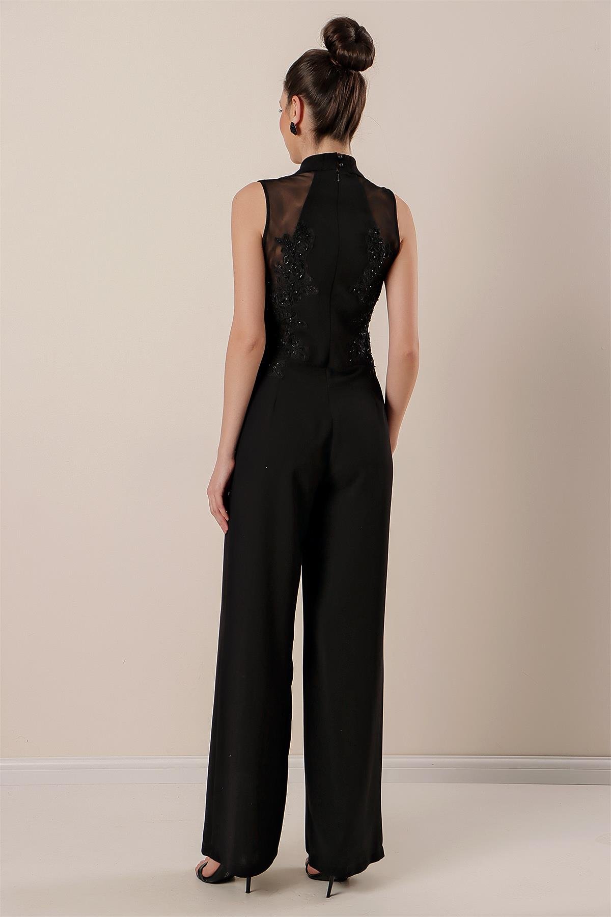 S-22K0230034Kruvaze Yaka Boncuk Ve Nakış İşlemeli Tulum