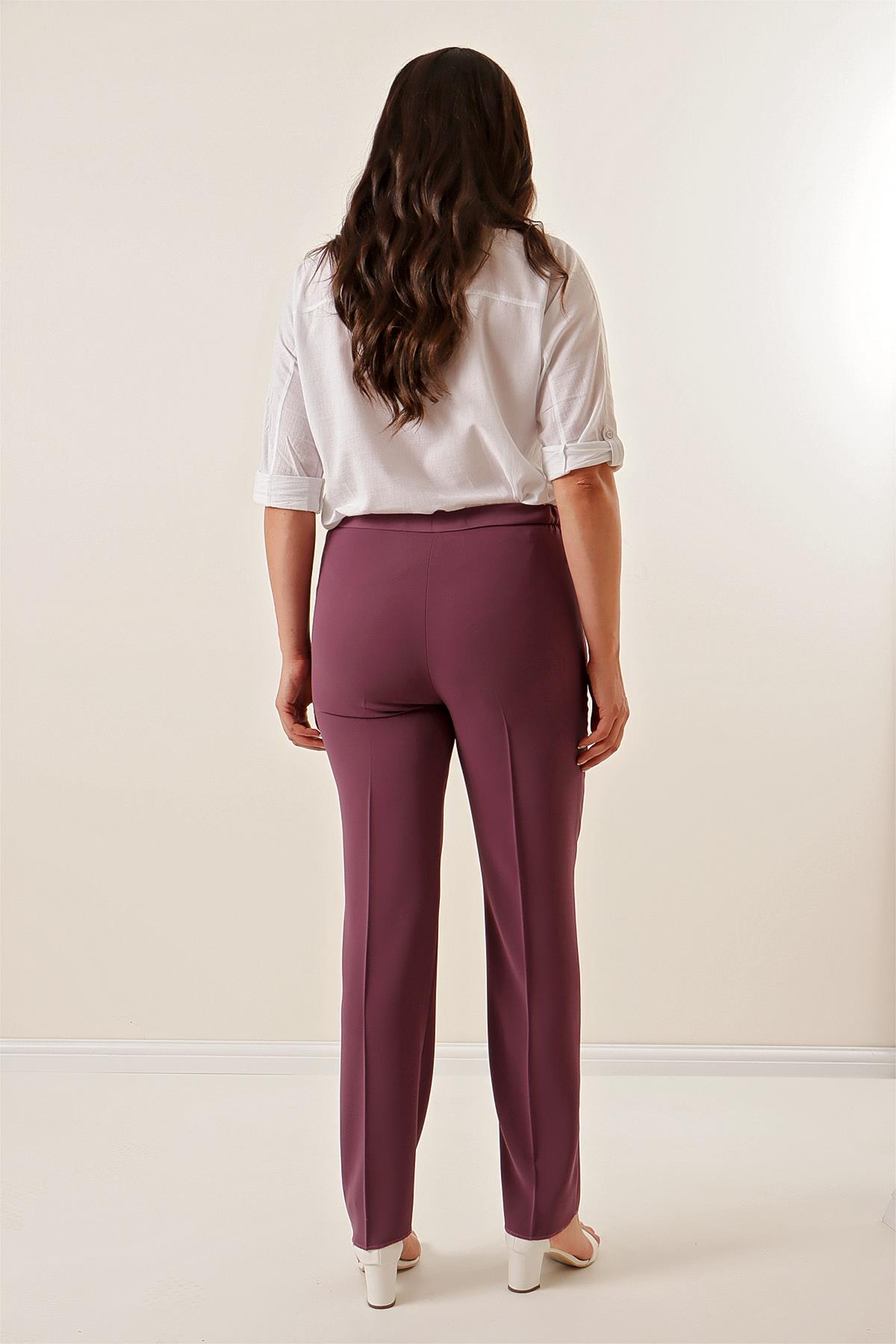 S-22K1190014Elastic Sides Imported Crepe Plus Size Pants