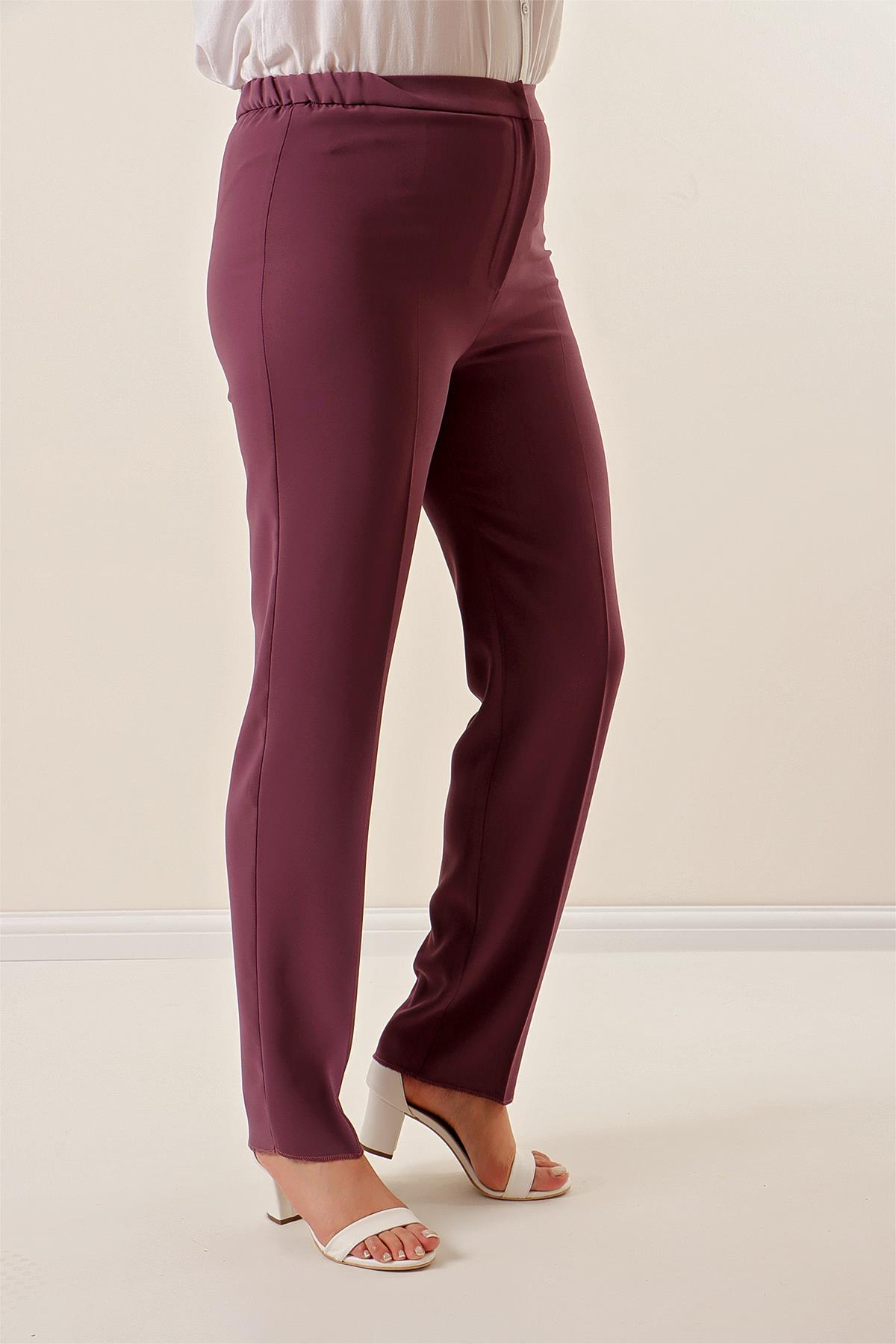 S-22K1190014Elastic Sides Imported Crepe Plus Size Pants