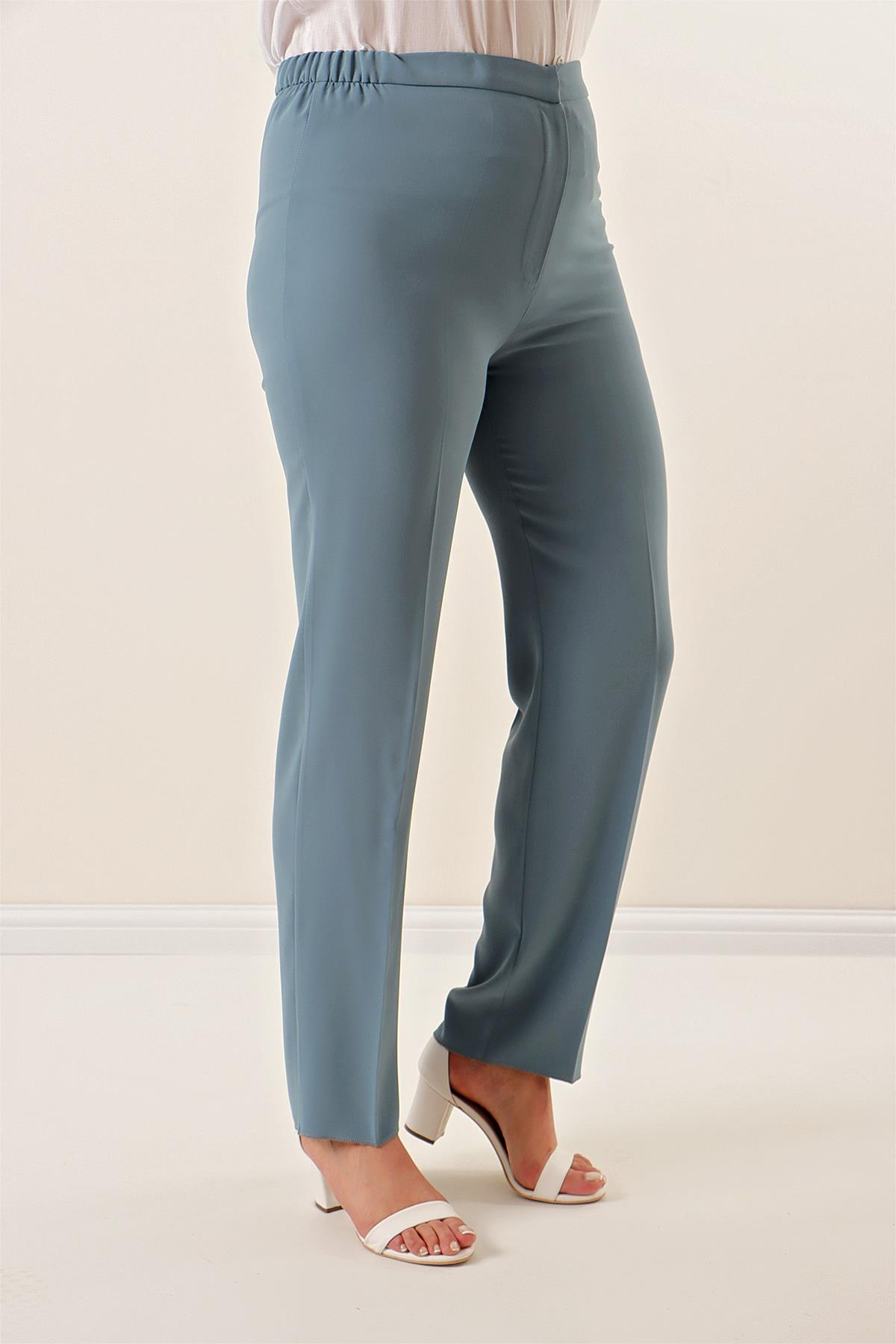 S-22K1190014Elastic Sides Imported Crepe Plus Size Pants
