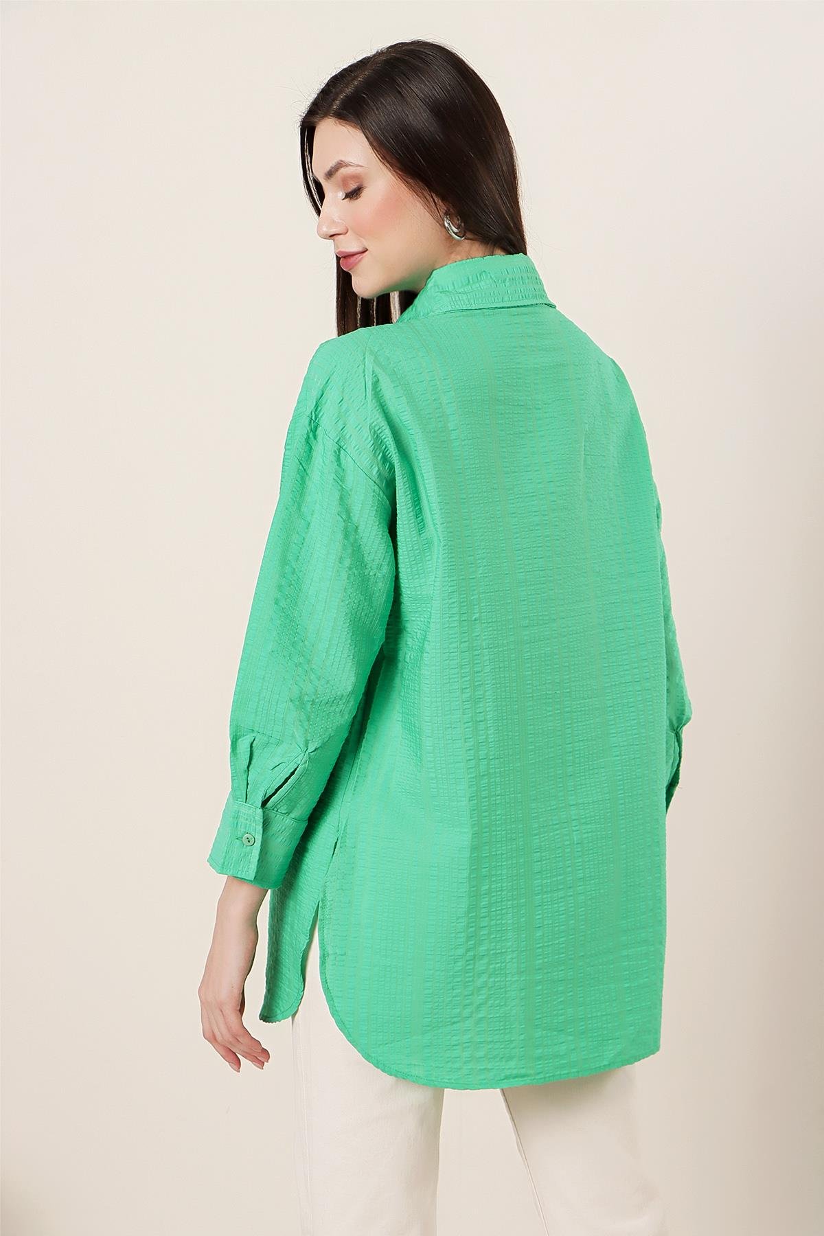 S-23K0080014Gofre Oversize Gömlek