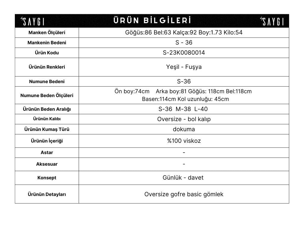 S-23K0080014Gofre Oversize Gömlek
